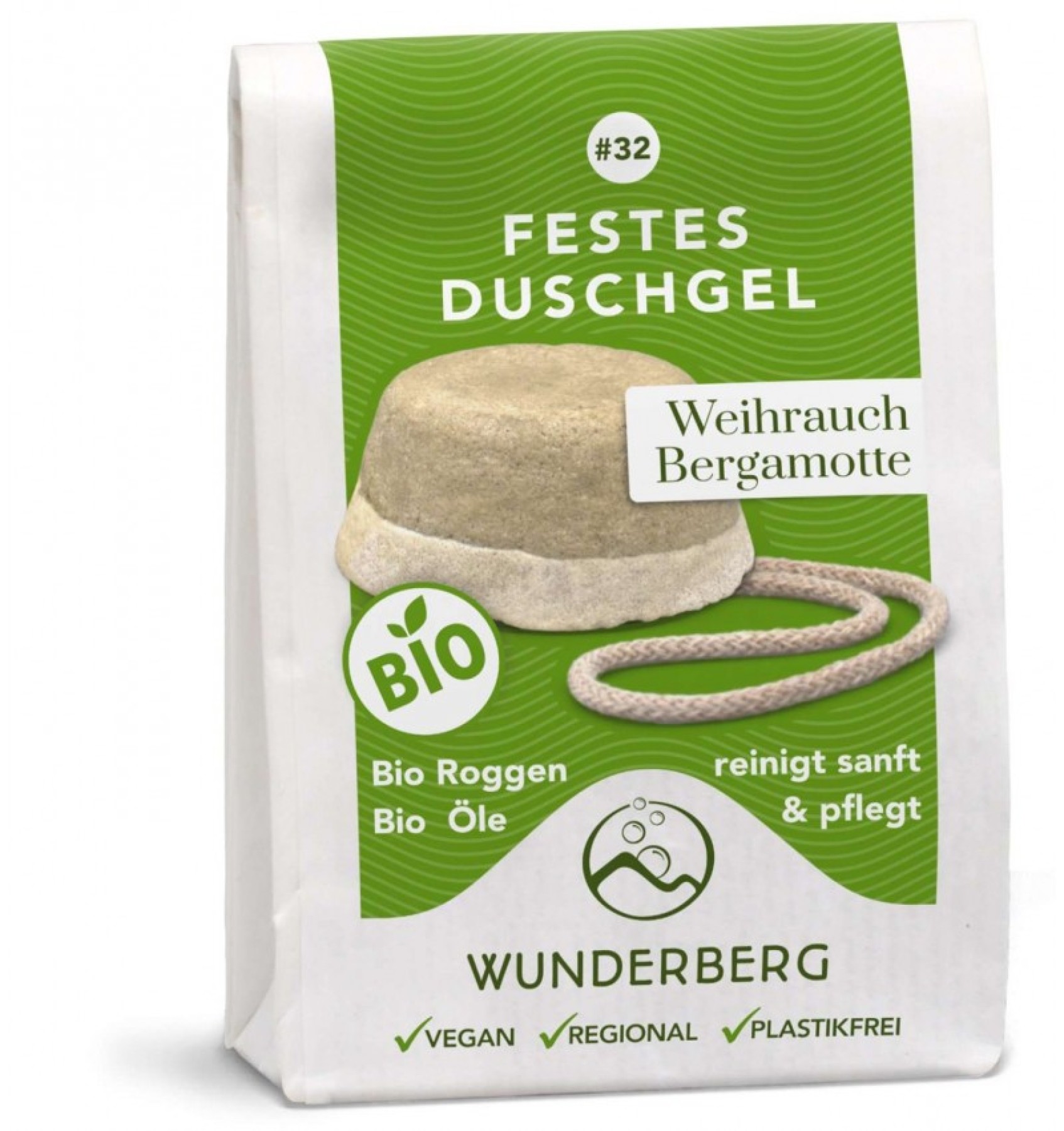 Gel de dus solid bio cu tamaie si bergamota, 80g Wunderberg