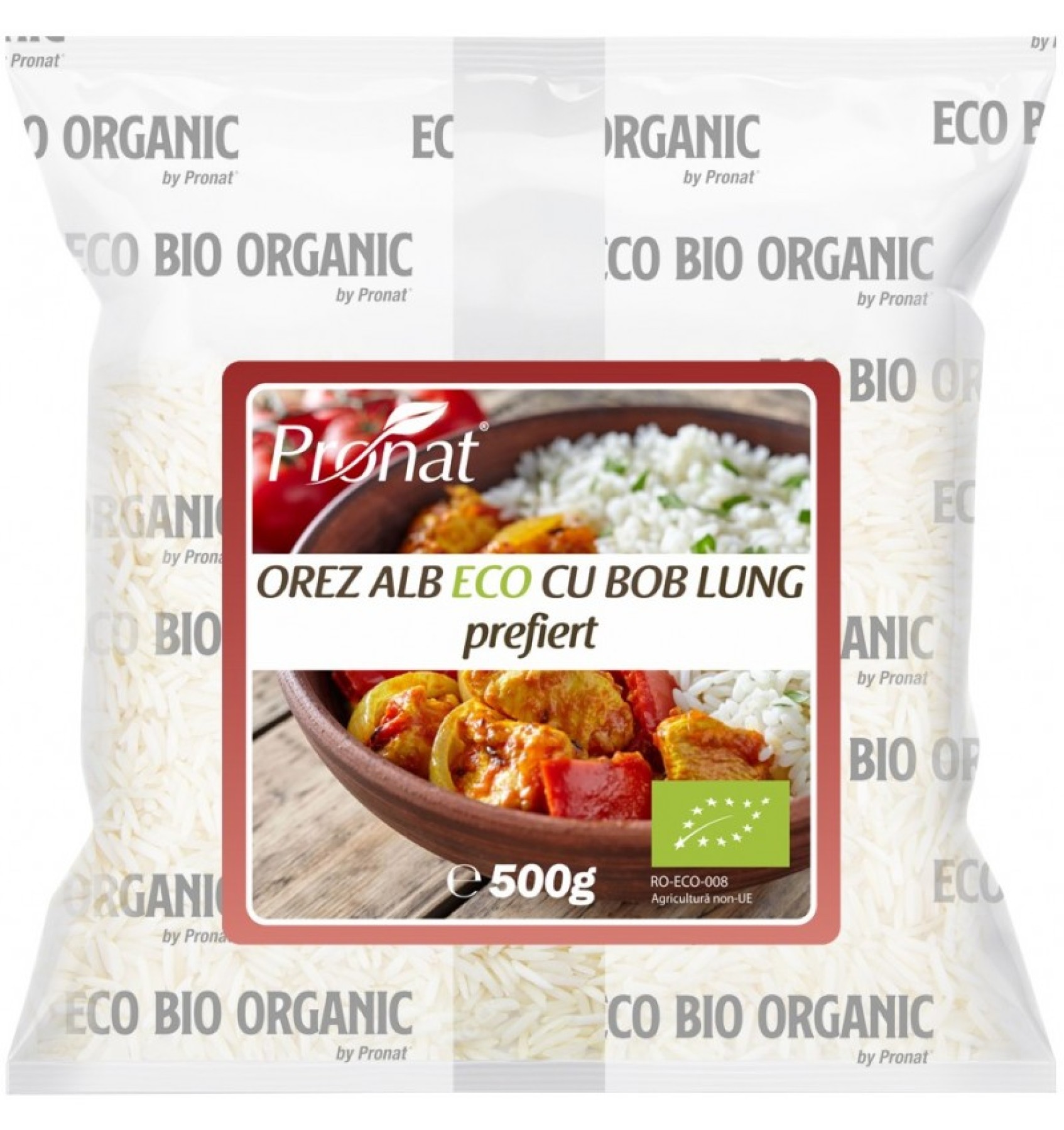 Orez alb bio cu bob lung, prefiert, 500 g