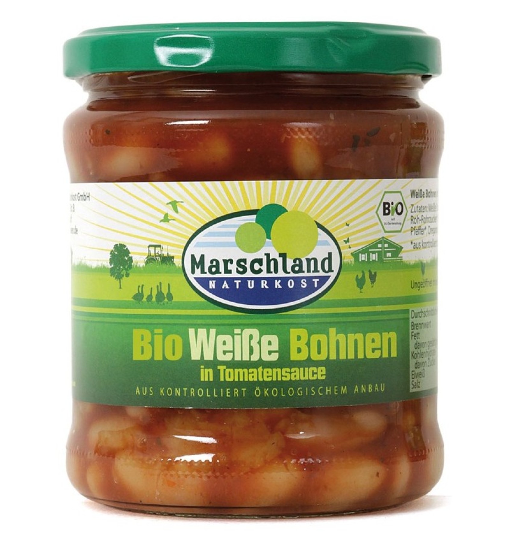 Fasole alba bio in sos de rosii, 350 g