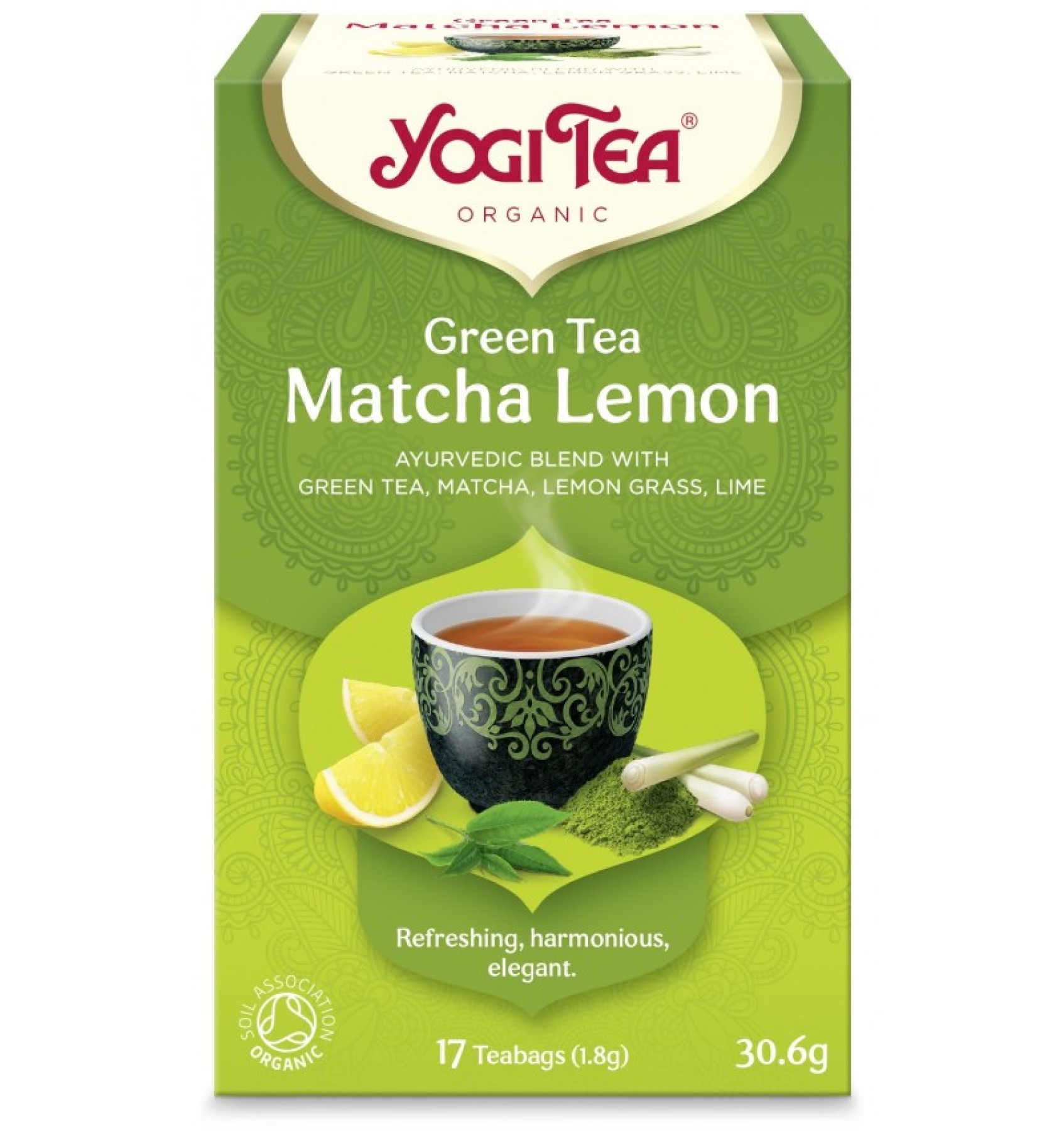 Ceai Bio VERDE Cu MATCHA SI LAMAIE, 17 pliculete 30.6g Yogi