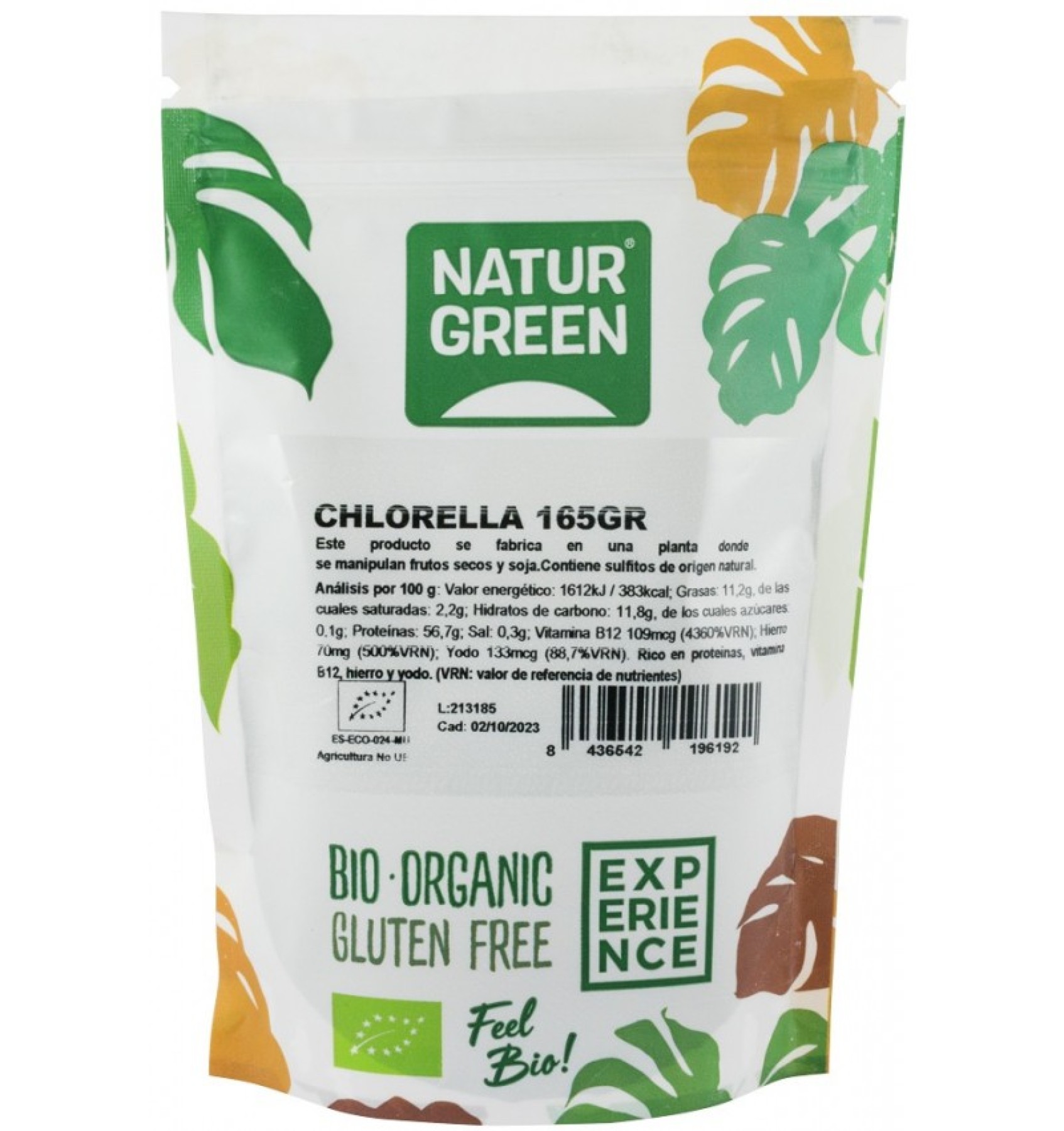 Pudra bio de chlorella, 165g natur