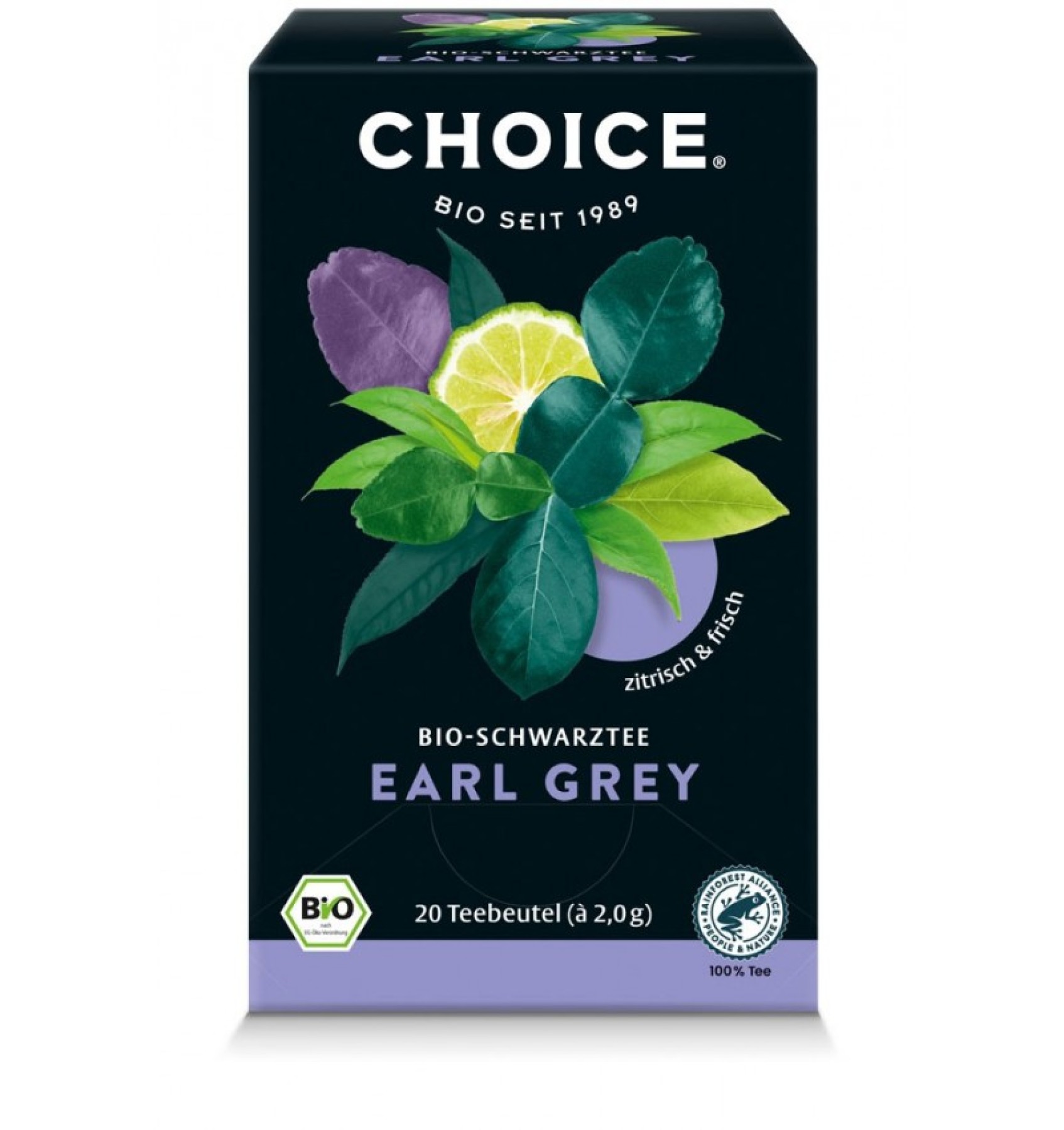 Ceai negru bio earl grey, 20 pliculete a 2.0g / 40.0g choice®