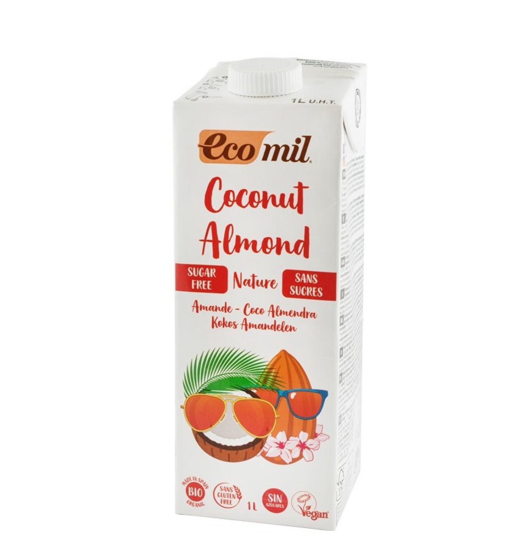 Bautura vegetala de cocos cu migdale, fara zahar, Bio, 1L