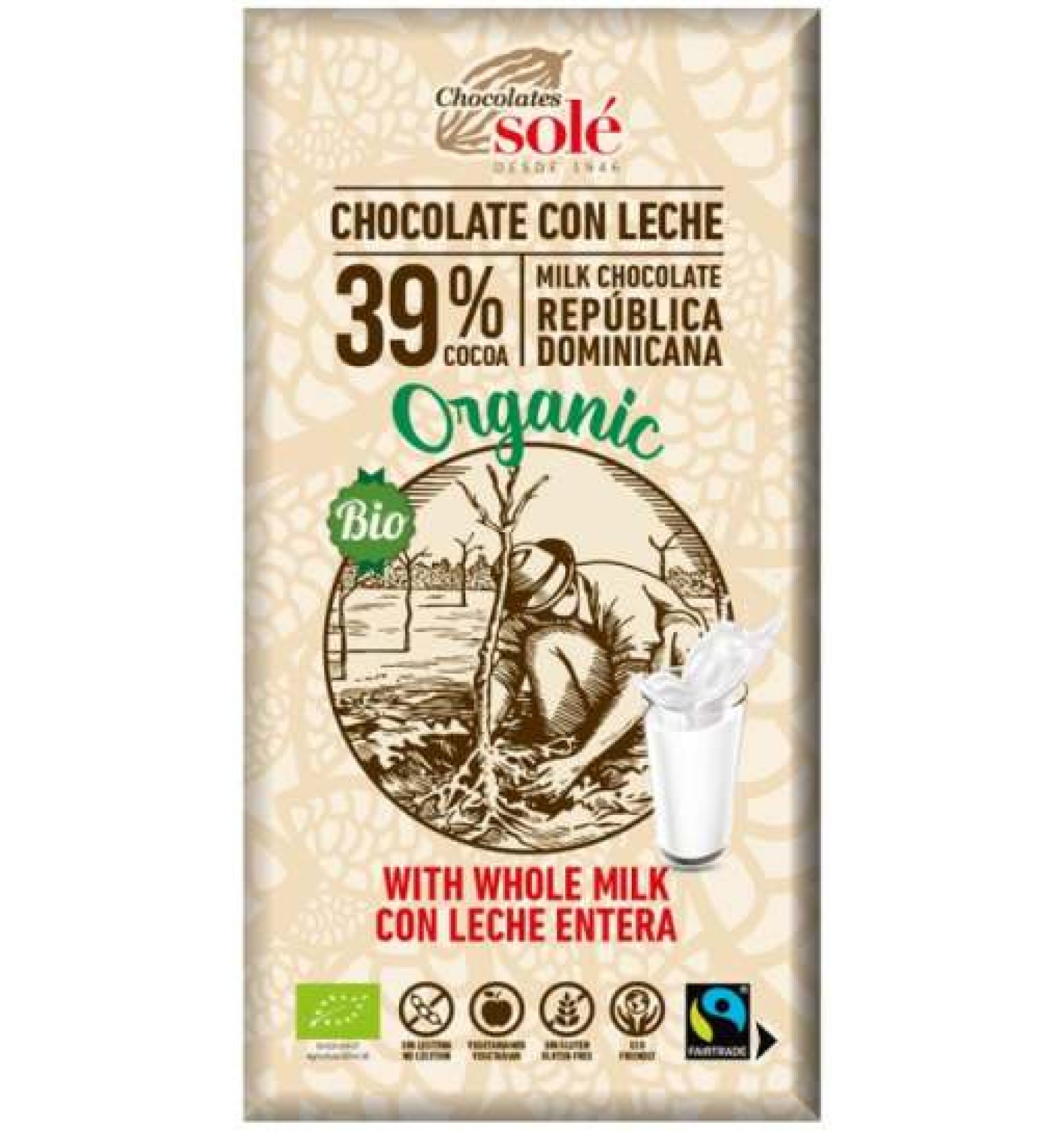 Ciocolata cu lapte bio si fairtrade, 100g chocolates