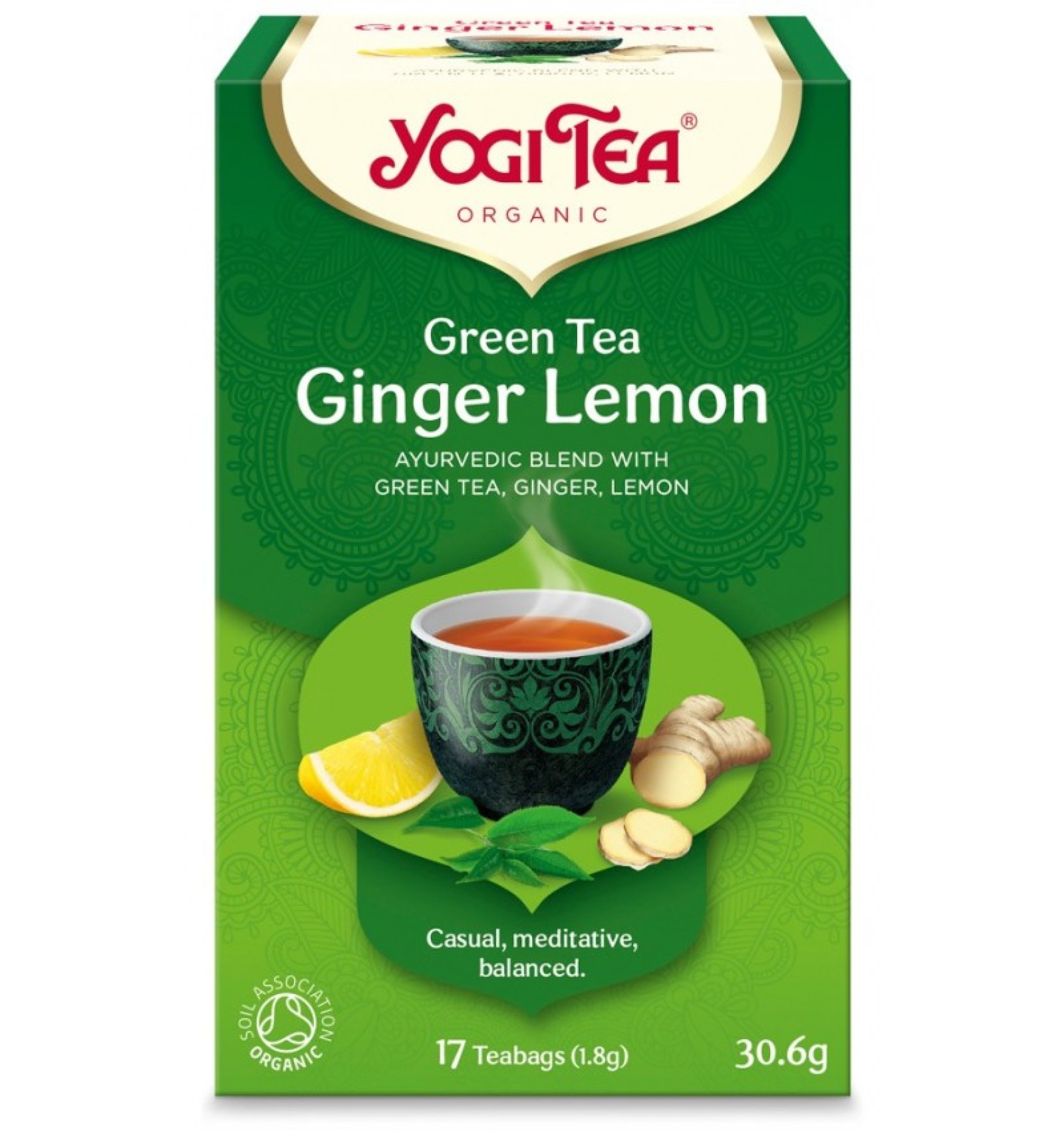 Ceai Bio VERDE, GHIMBIR SI LAMAIE, 17 pliculete 30.6 g Yogi