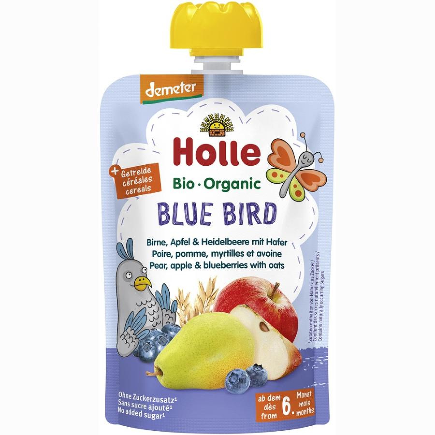 Piure bio de pere mere afine si ovaz pentru copii 6luni - 100 g