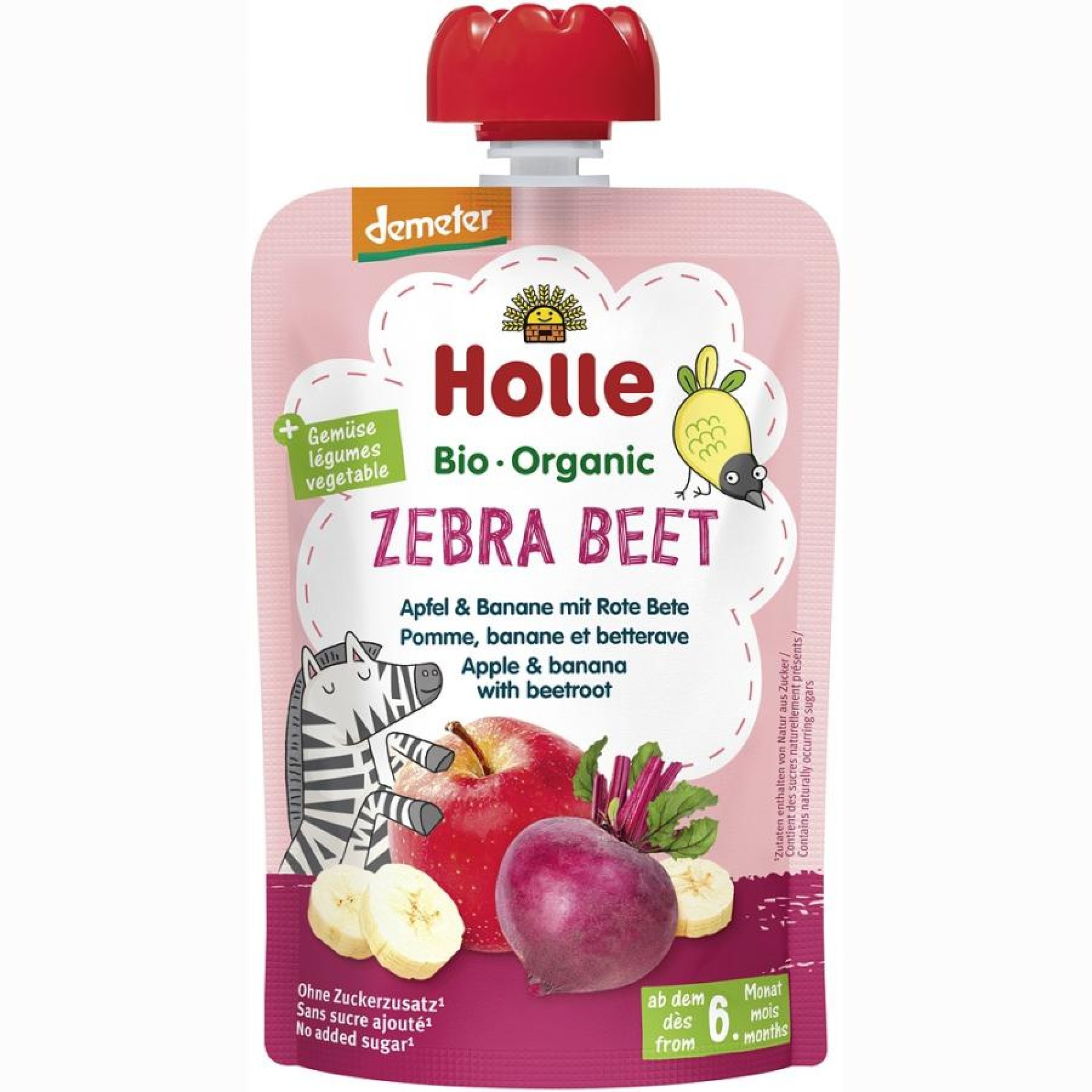 Piure de mere banane si sfecla rosie pentru copii fara gluten 6luni, eco - 100 g