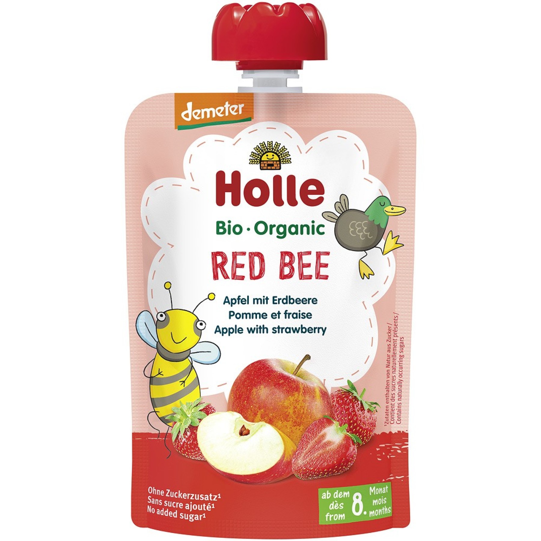 Piure de mere rosii si capsuni pentru copii 8 luni, eco - 100 g