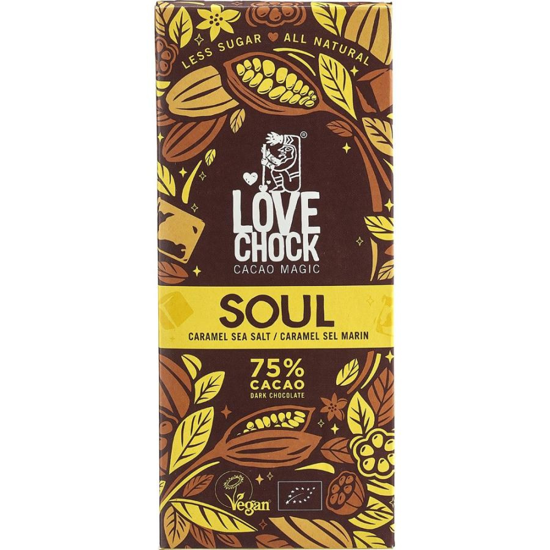 Ciocolata vegana cu 75% cacao si caramel sarat, eco - 70 g