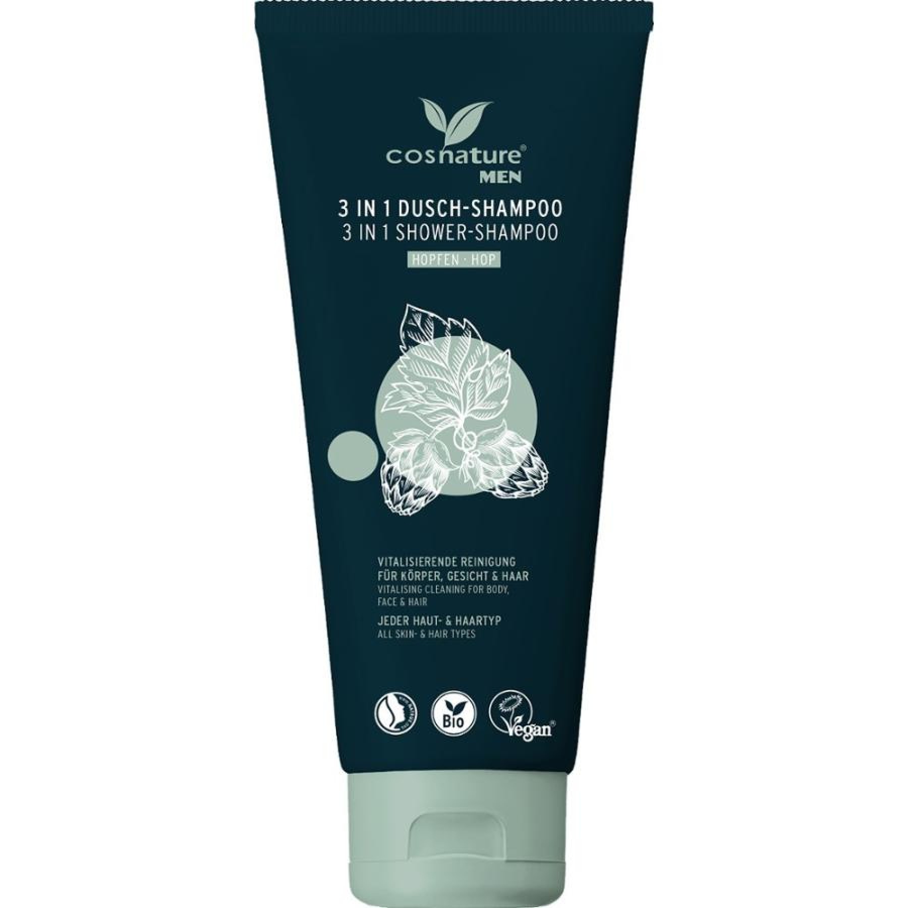 Sampon si gel de dus 3 in 1 cu hamei bio pentru barbati - 200 ml