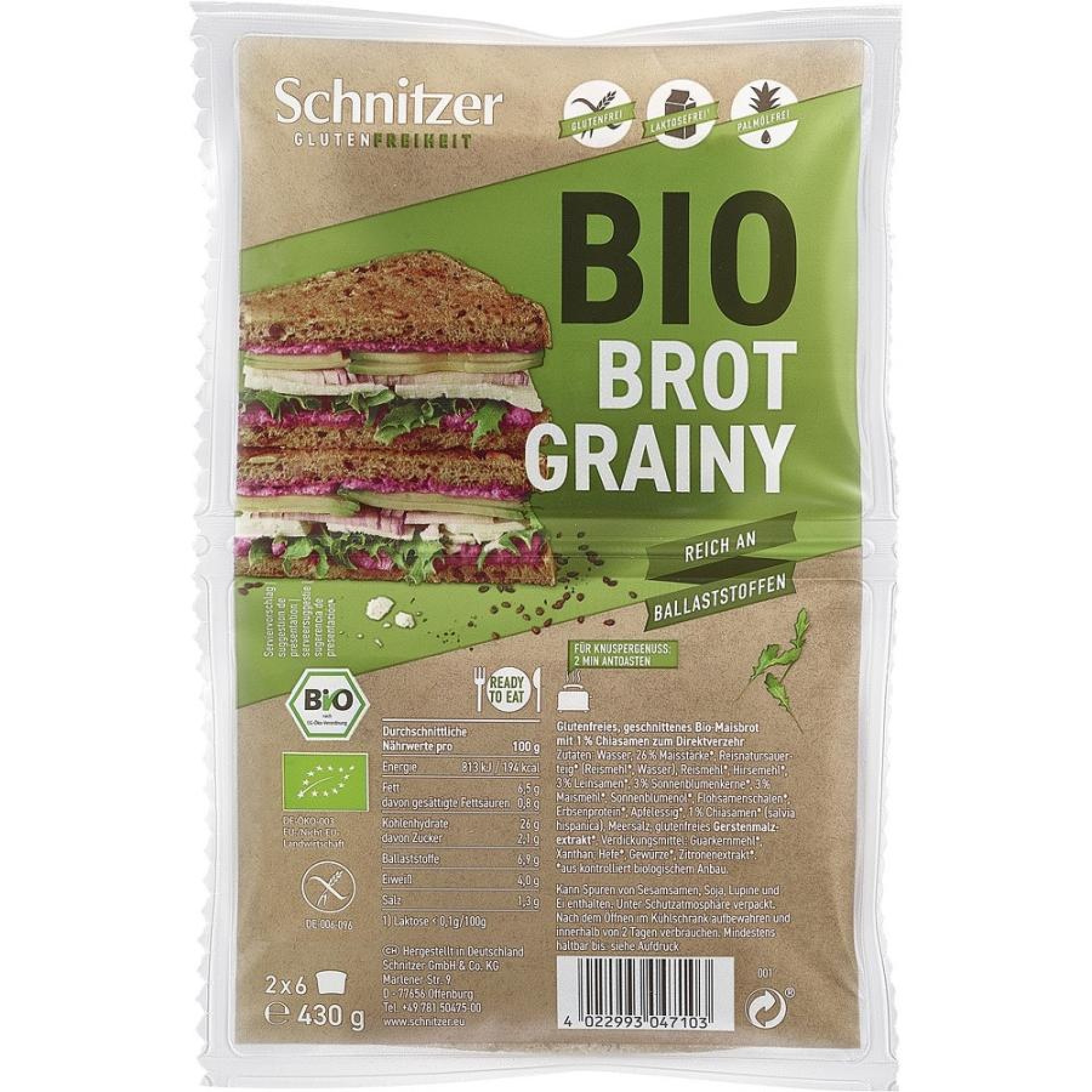 Paine toast cu seminte fara gluten - 430 g