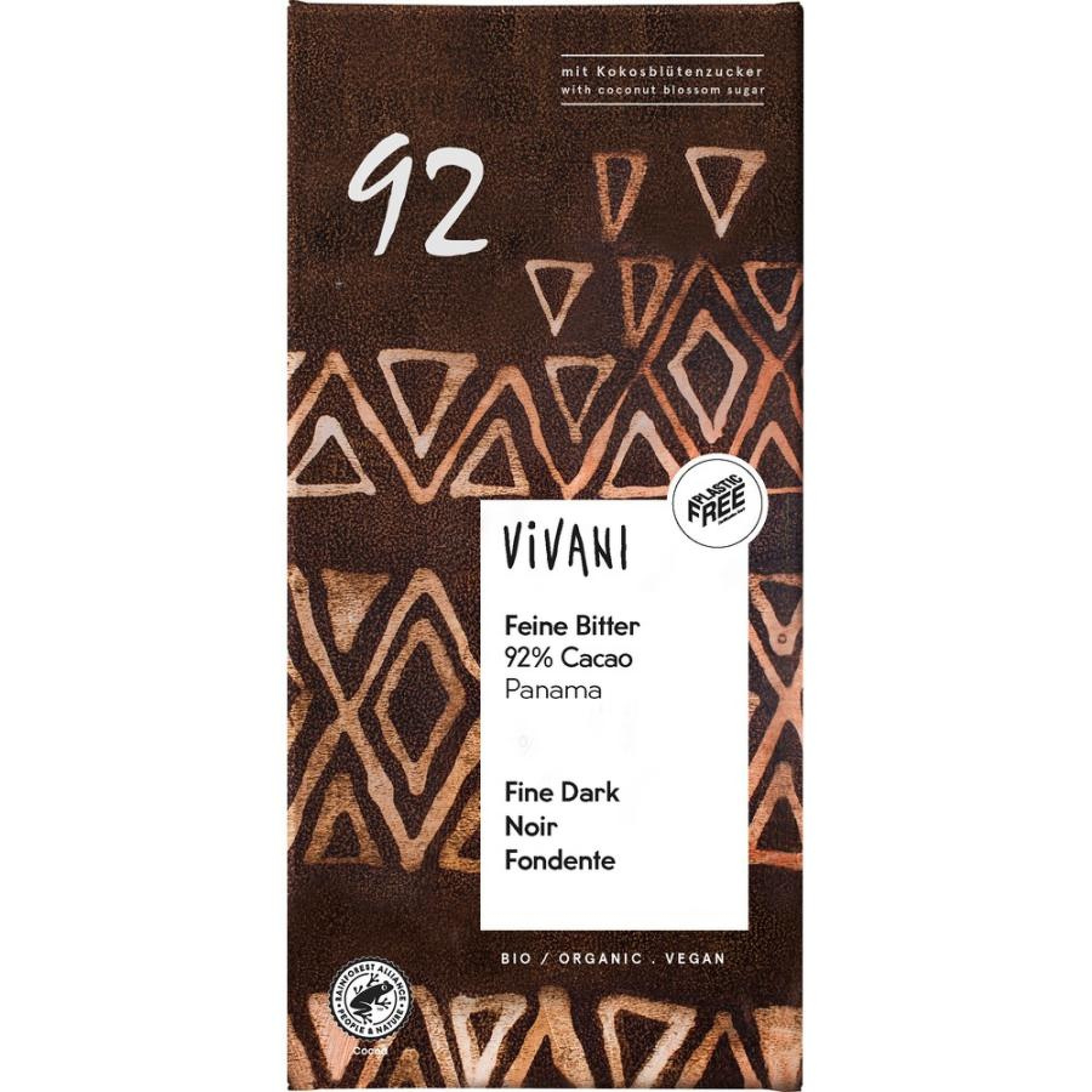 Ciocolata amaruie 92% cacao si zahar din flori de cocos vegana, eco - 80 g