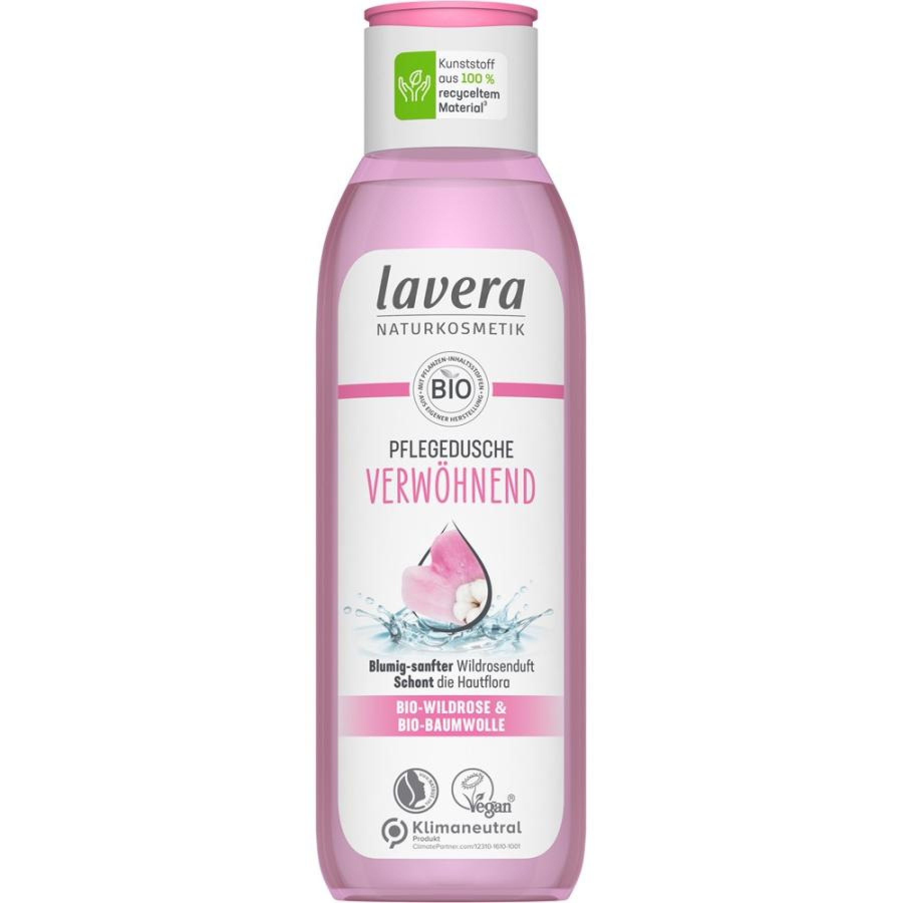 Gel de dus pentru rasfat cu trandafir salbatic si bumbac bio - 250 ml