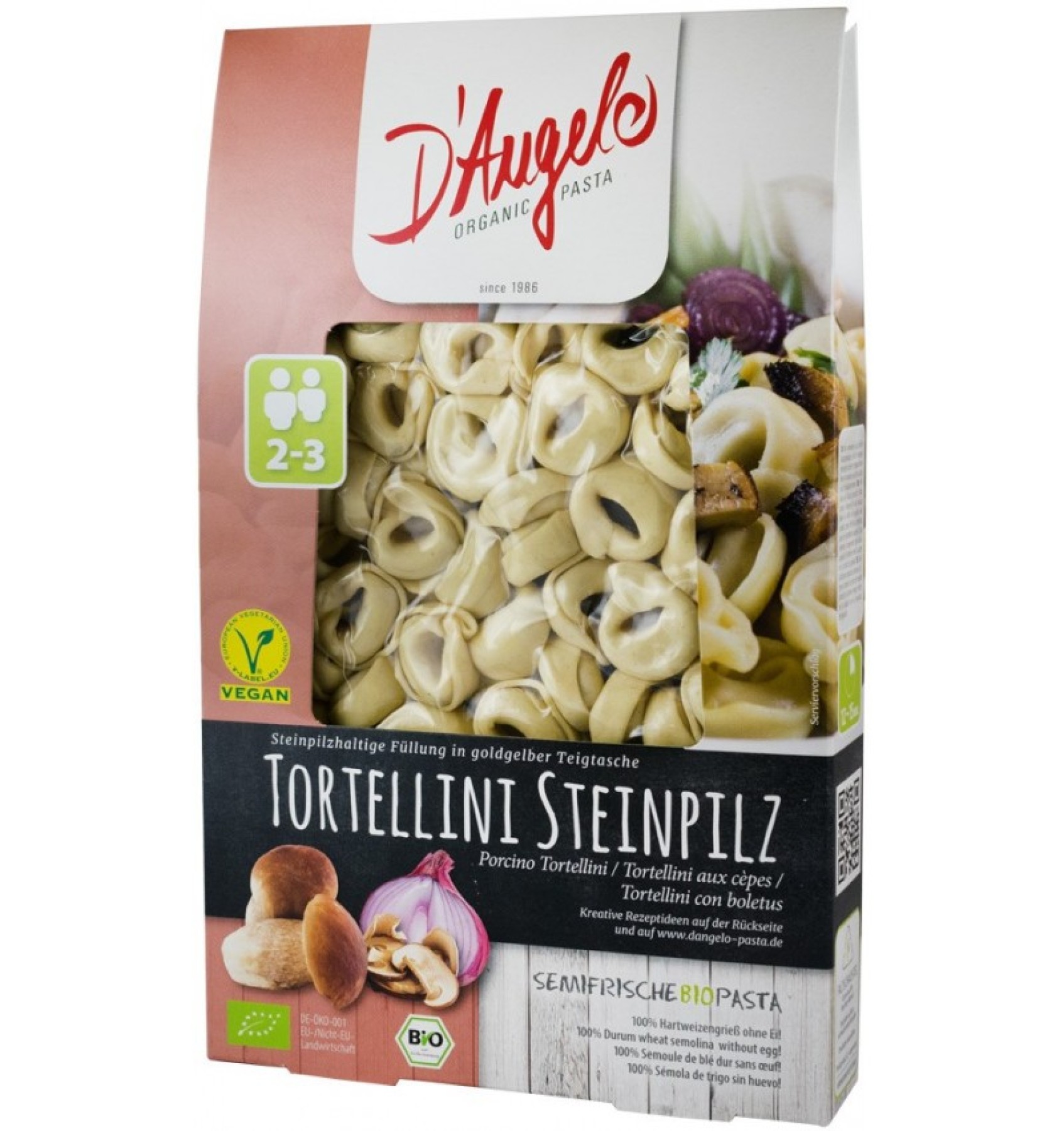 Tortellini BIO cu ciuperci si ceapa, 250g D\\\'Angelo Pasta