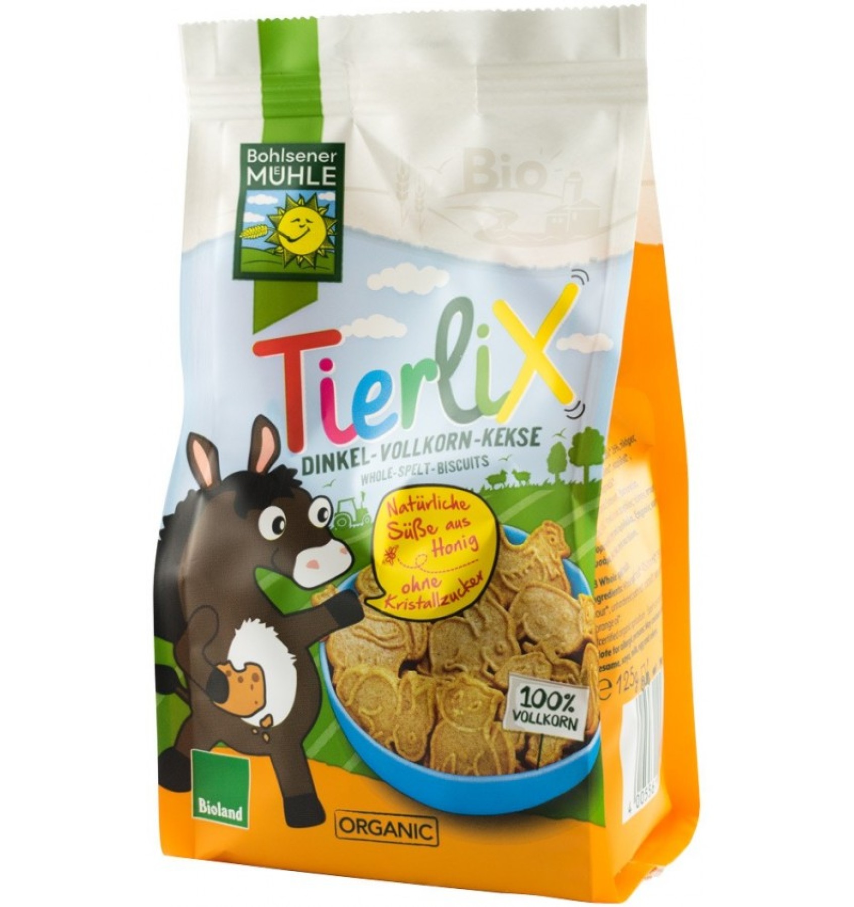 Biscuiti animalute din spelta integrala indulciti cu miere bio - 125 g