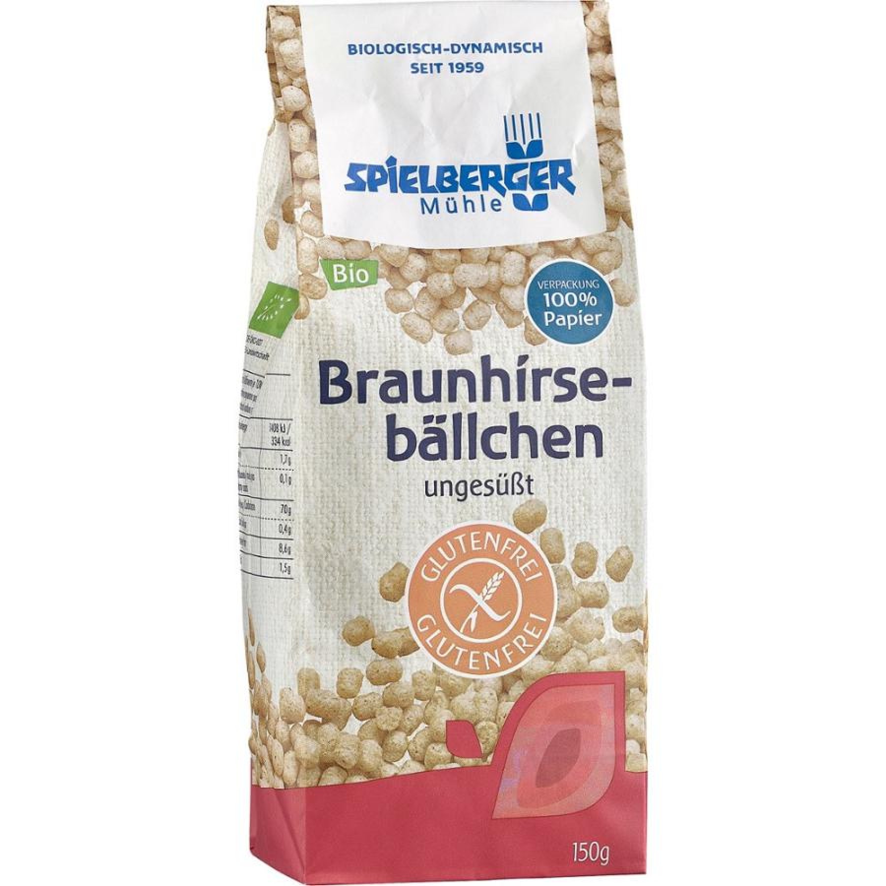 Bilute din mei maro neindulcite fara gluten, eco - 150 g