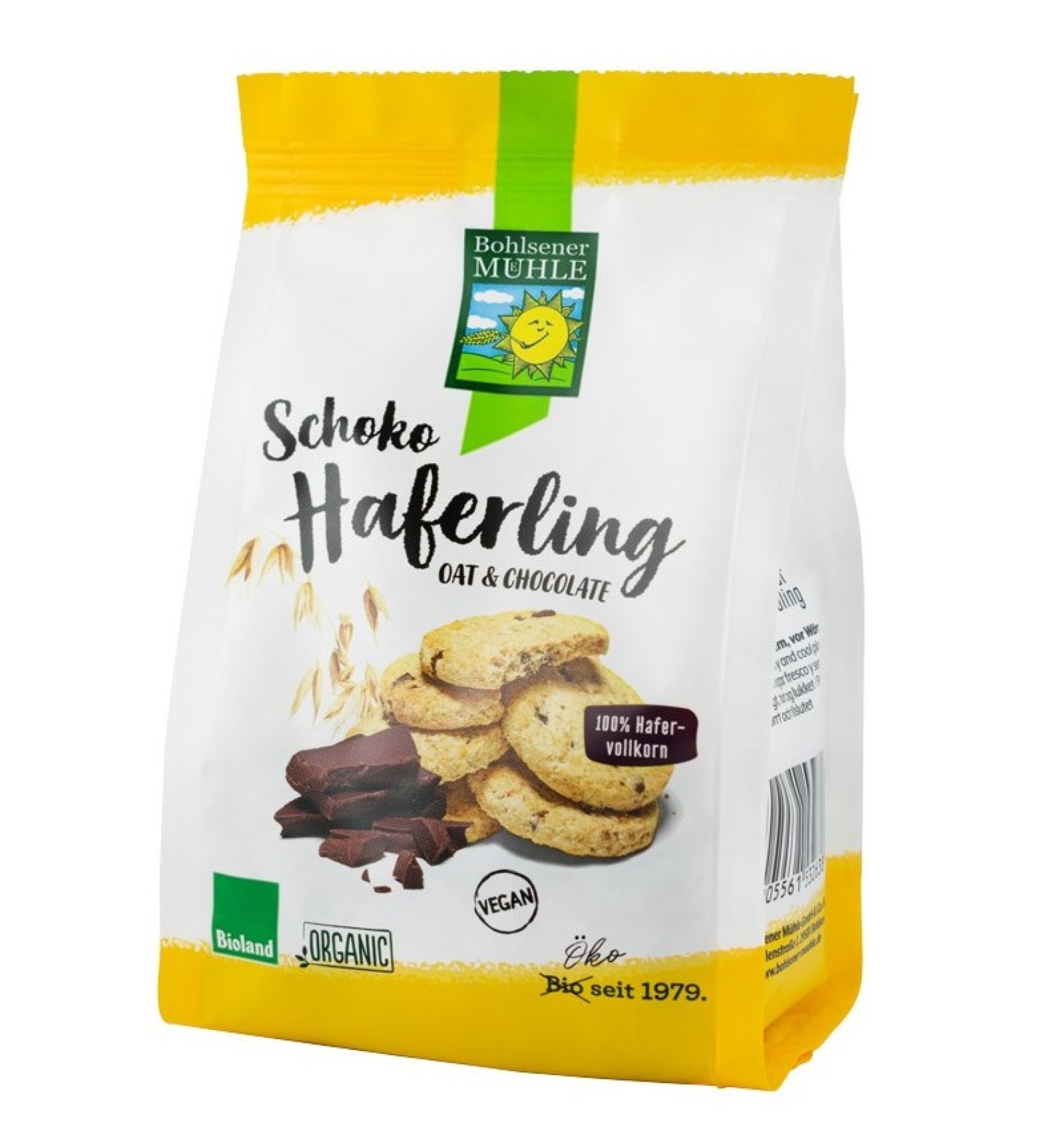 Biscuiti bio din ovaz integral cu ciocolata - 125 g