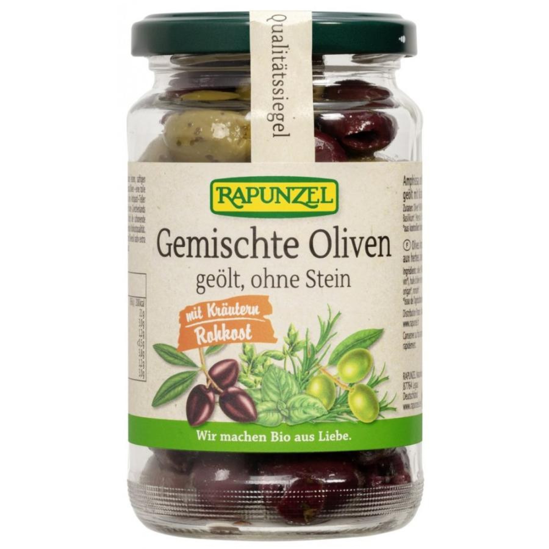 Amestec de masline uleiate cu ierburi fara samburi, eco - 170 g