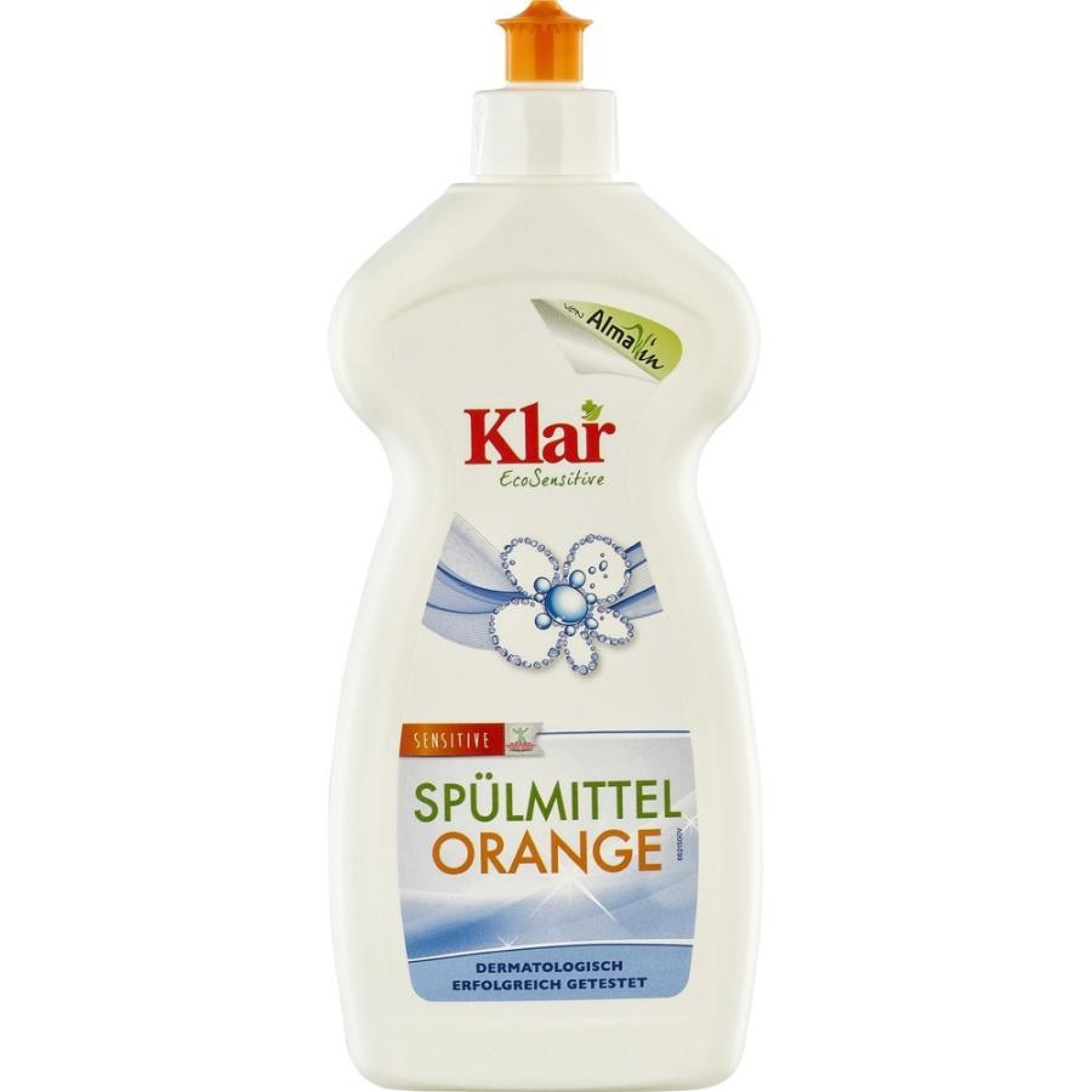 Detergent lichid sensitiv cu portocala pentru vase fara parfum - 500 ml