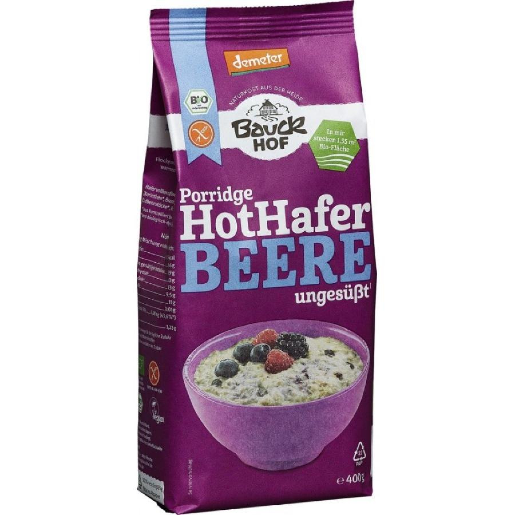 Terci de ovaz cu fructe de padure fara gluten, eco - 400 g