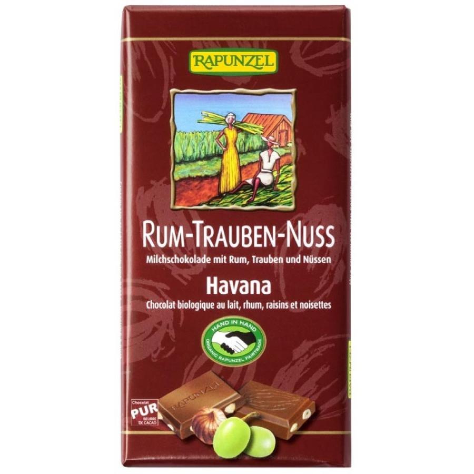 Ciocolata bio cu stafide alune si rom - 100 g