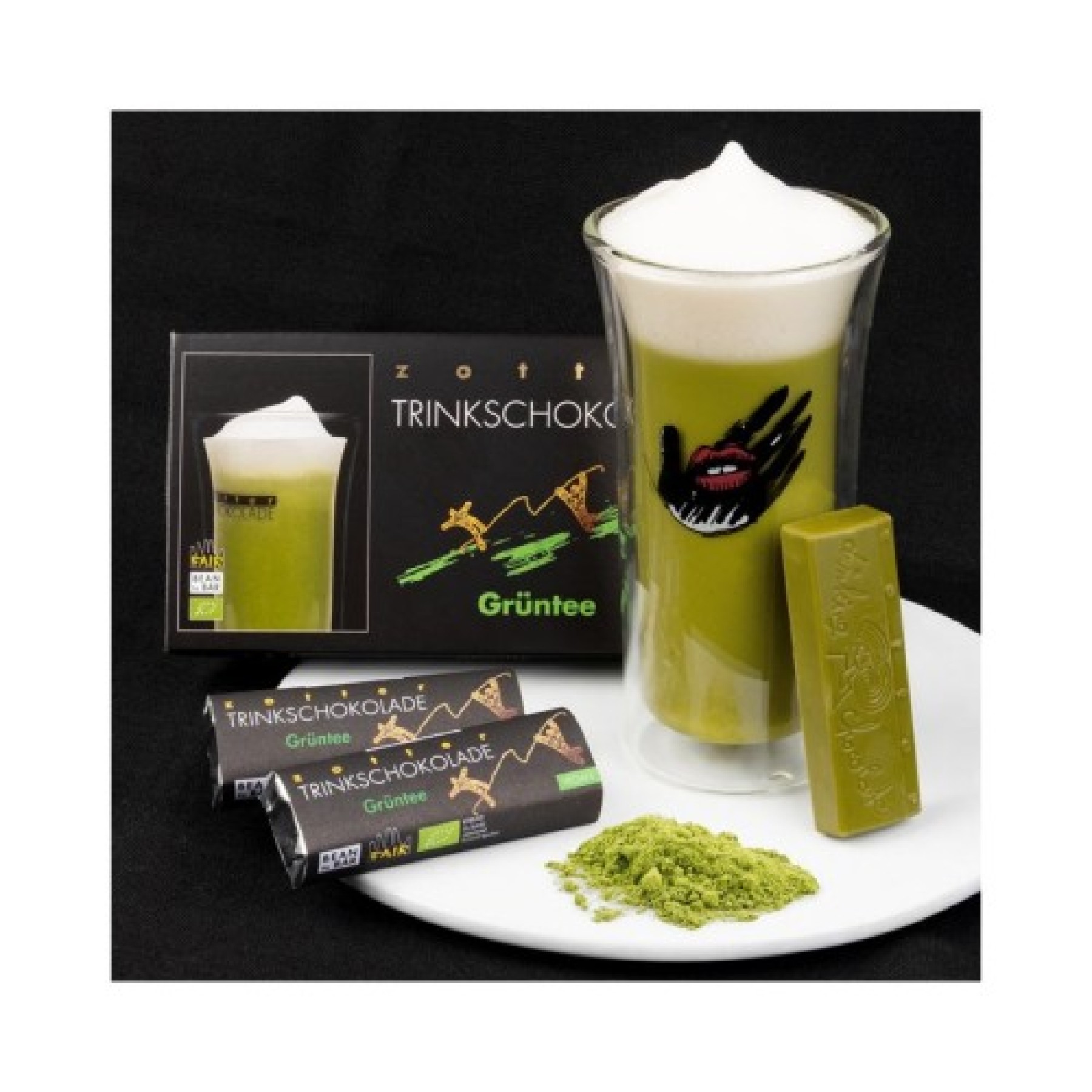 Ciocolata calda bio și fairtrade cu ceai verde matcha, 22 g