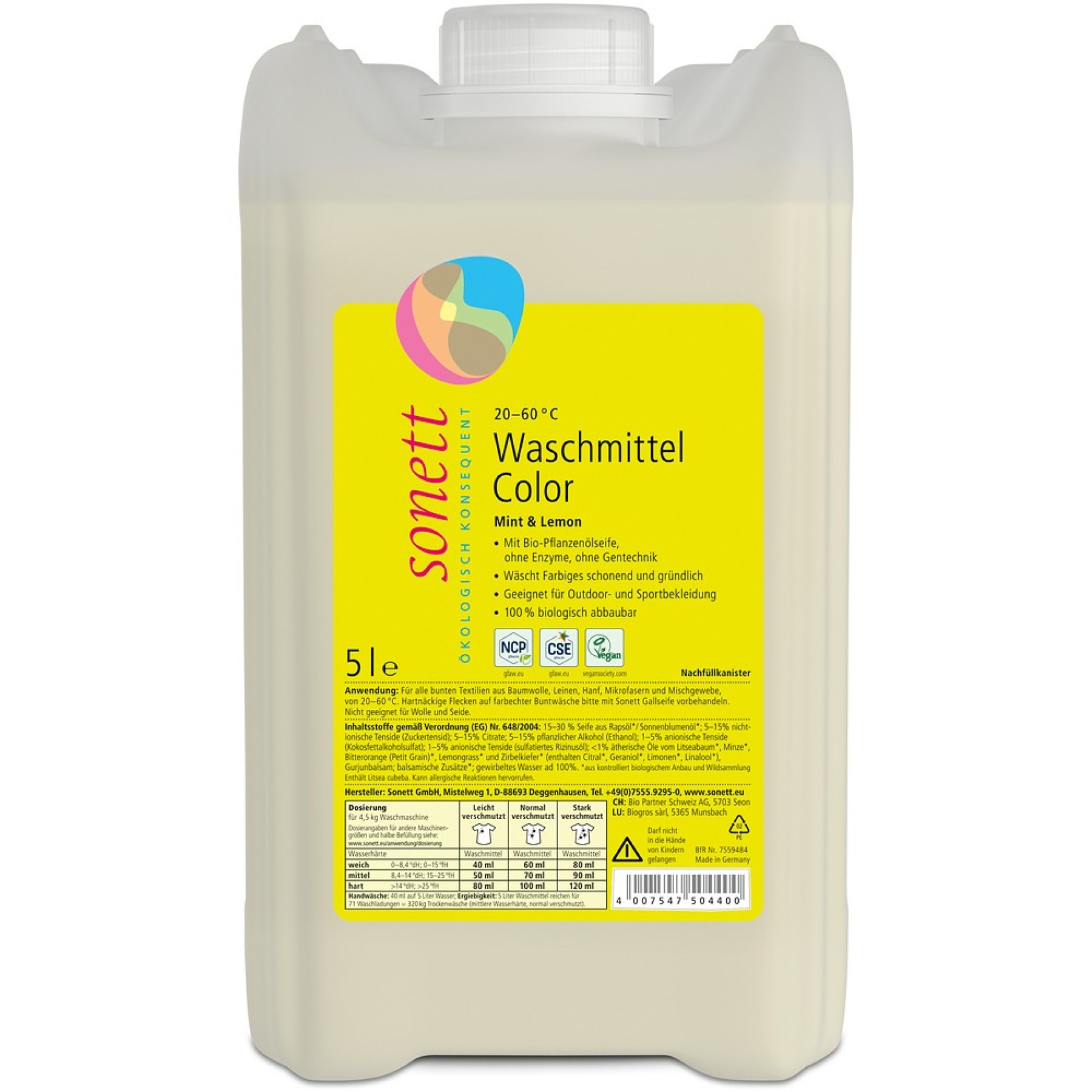 Detergent lichid pentru rufe colorate cu menta si lamaie - 5 L