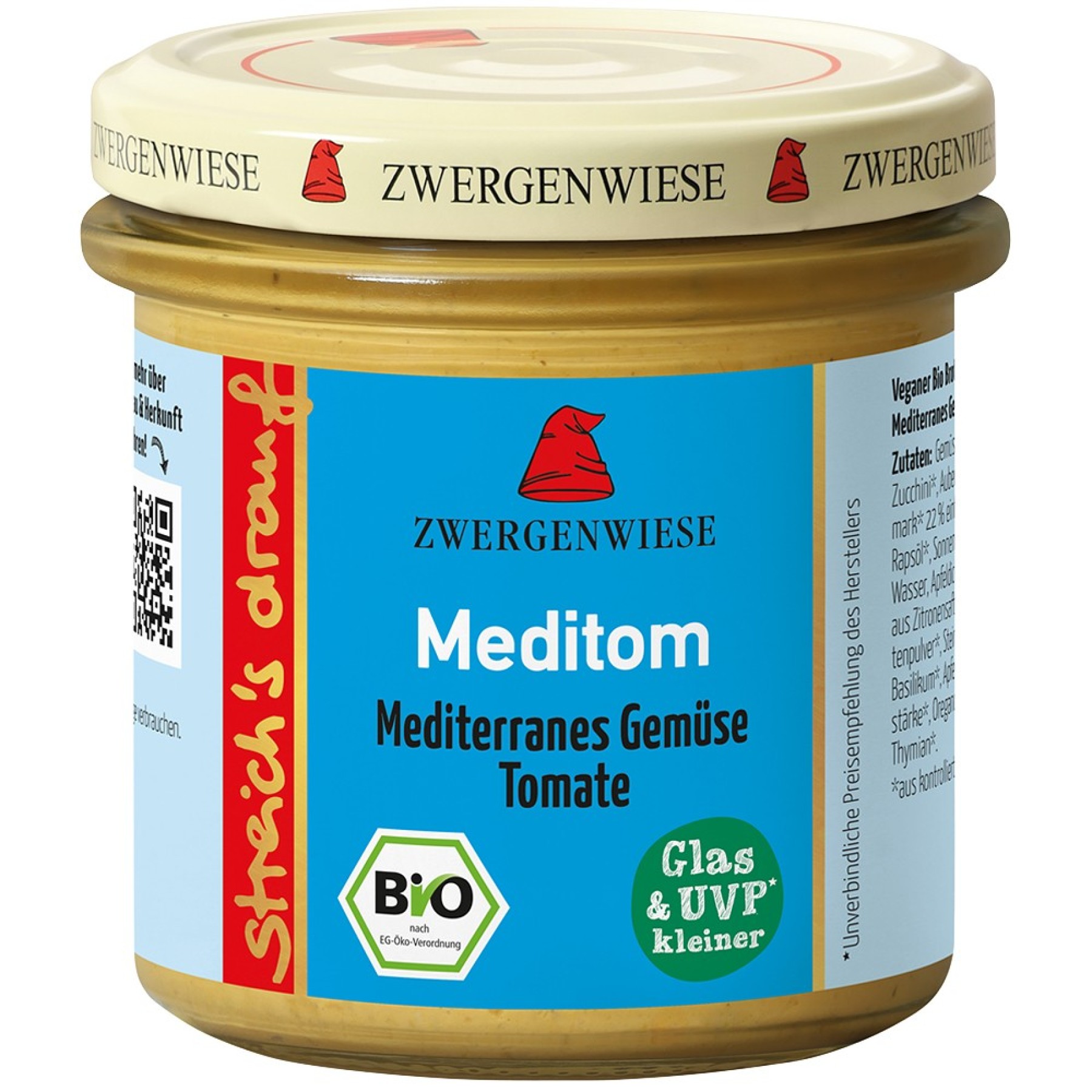 Crema tartinabila cu cu legume mediteraneene  si rosii fara gluten, eco - 135 g