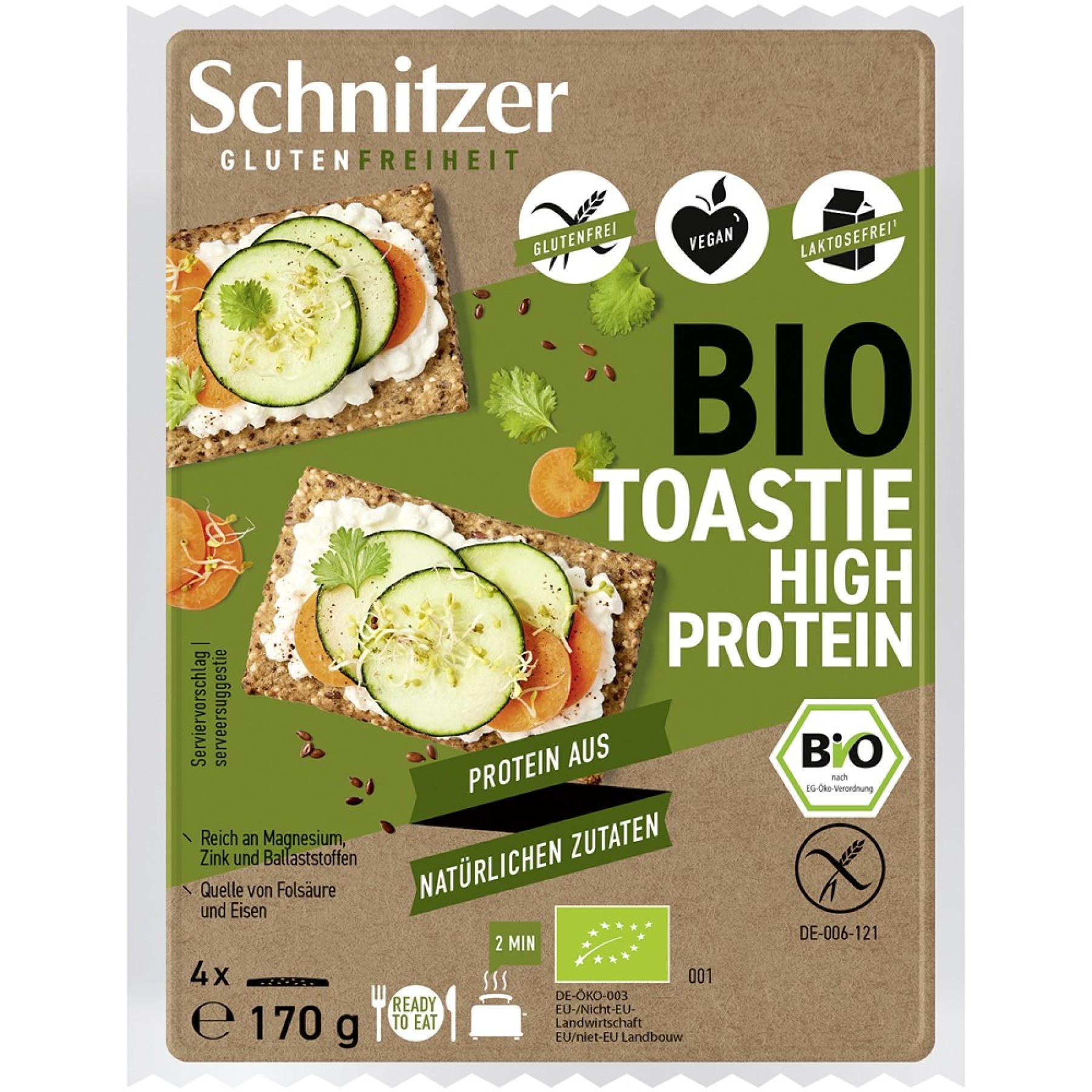 Paine toast bogata in proteina 4 felii fara gluten, eco - 170 g
