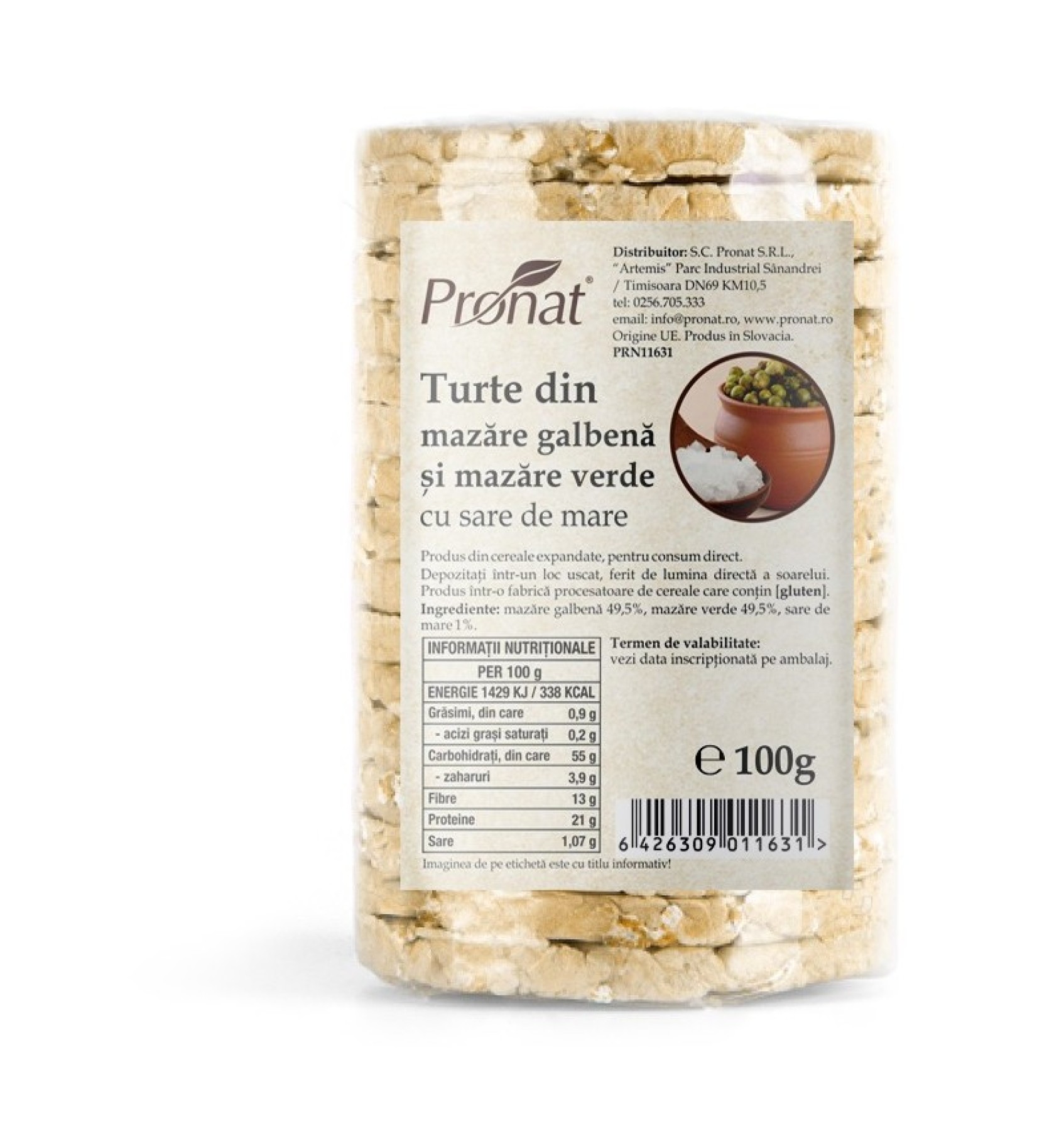 Turte din mazare galbena si mazare verde cu sare de mare 100gr