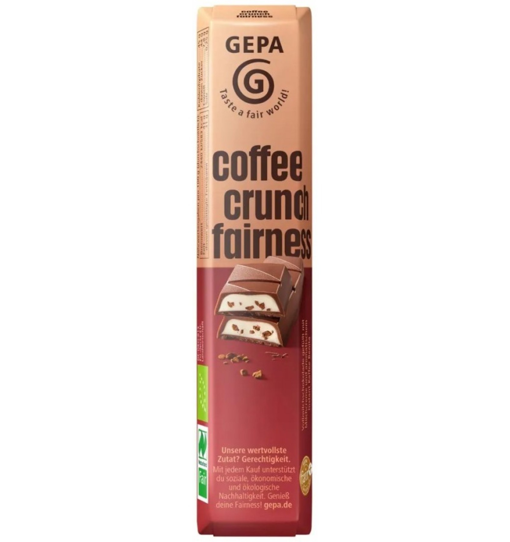 Ciocolata bio si fairtrade coffee crunch fairness, 37,5 g