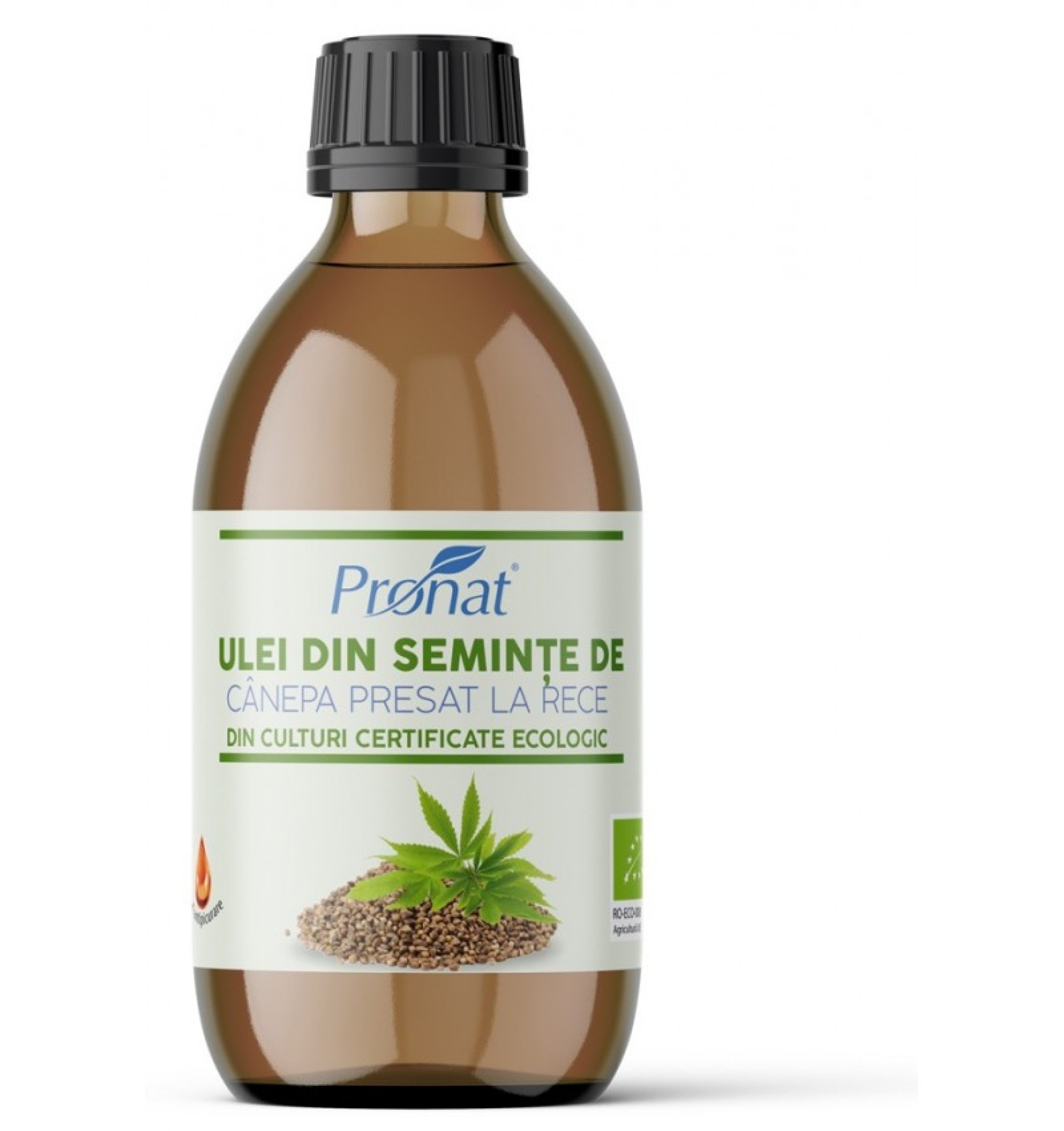 Ulei bio din seminte de canepa presat la rece, 250ml