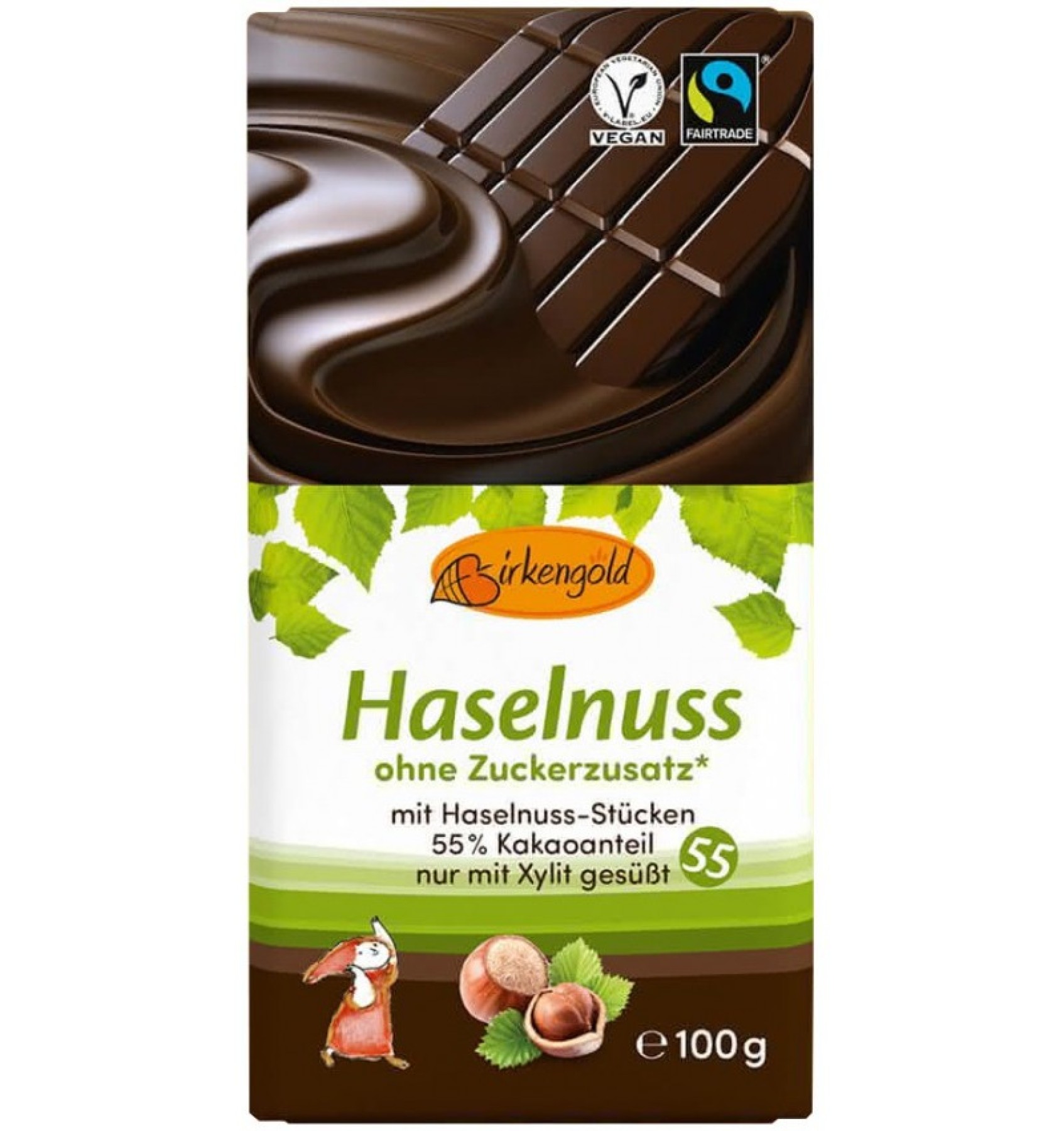 Ciocolata neagra cu alune fara adaos de zahar 55% cacao, 100 g