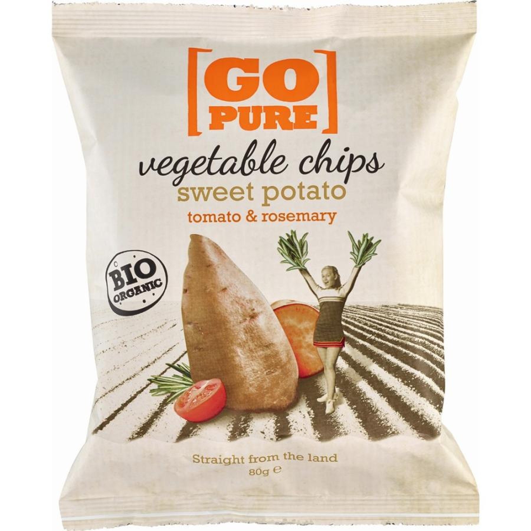 Chipsuri din cartofi dulce si rosii cu rozmarin fara gluten, eco - 80 g