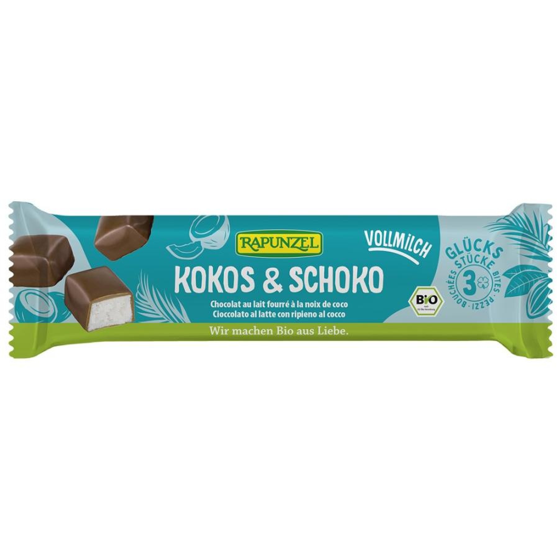 Baton de cocos cu glazura din lapte integral, eco - 50 g