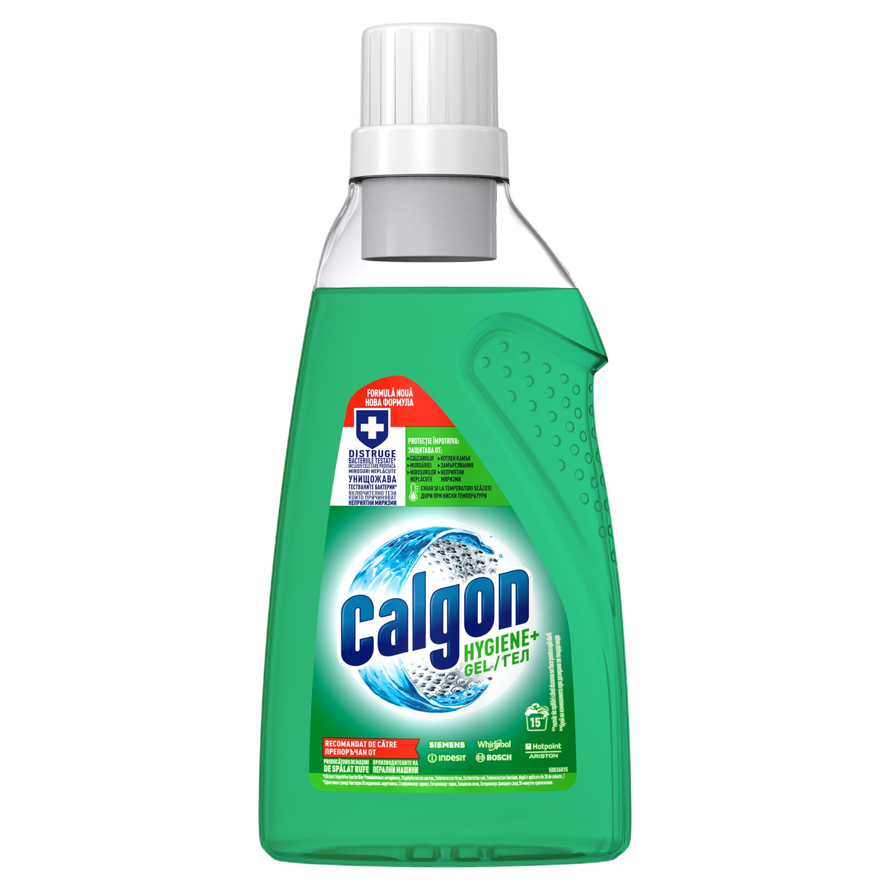 Gel anticalcar cu rol antibacterian pentru masina de spalat Calgon Hygiene+, 750ml