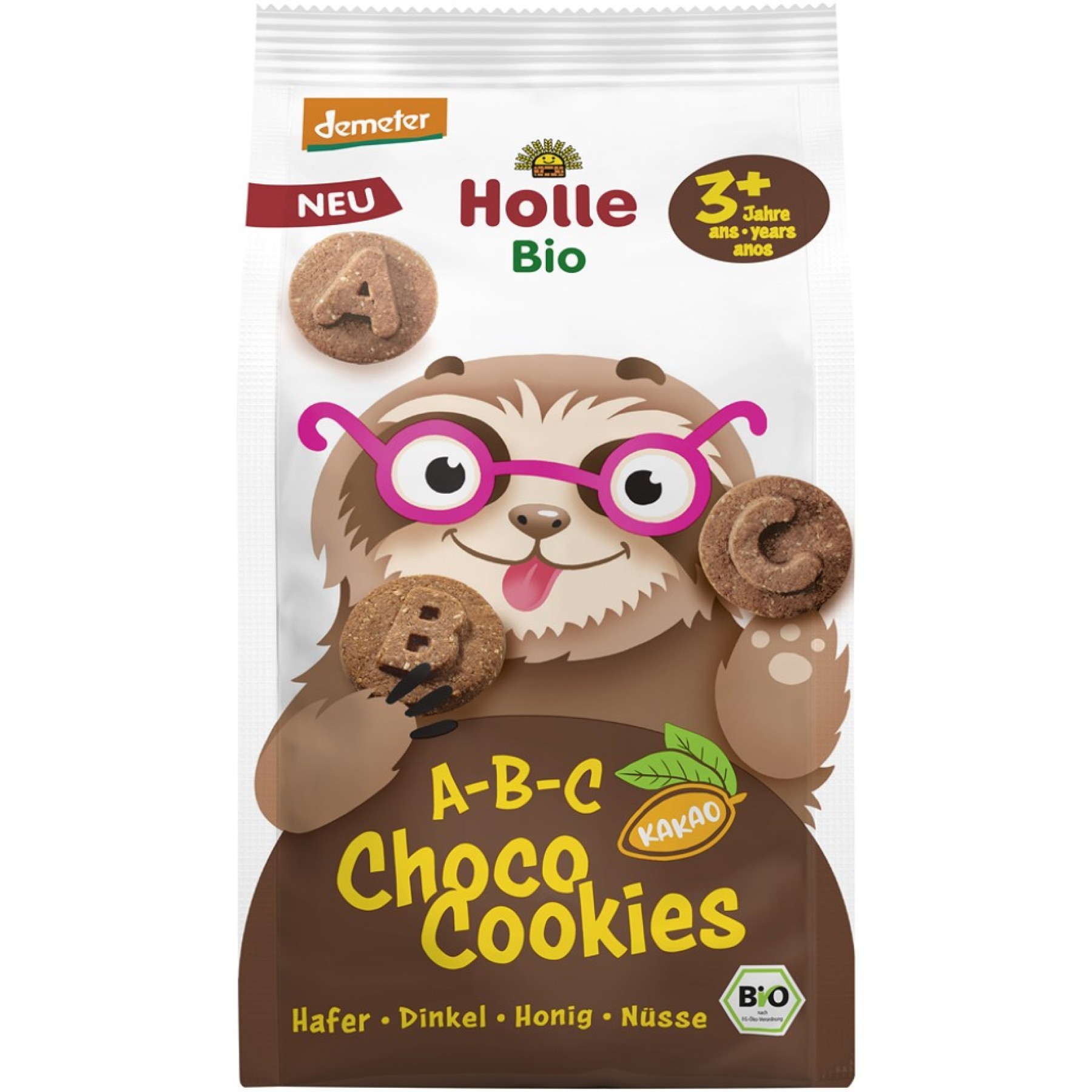 Biscuiti alfabet pentru copii cu cacao si cu alune de padure  3 ani, eco - 125 g