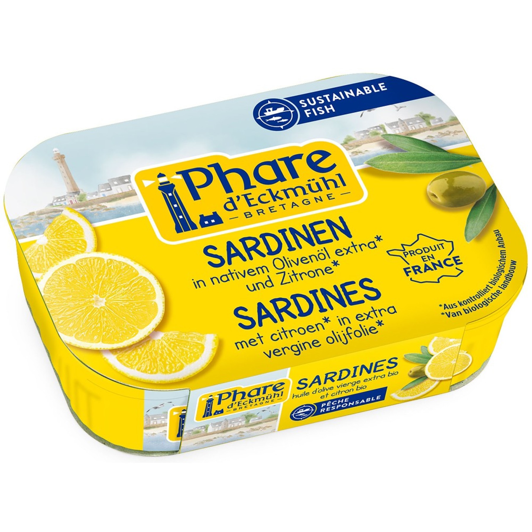 Sardine in ulei bio de masline extravirgin si cu lamaie bio - 135 g