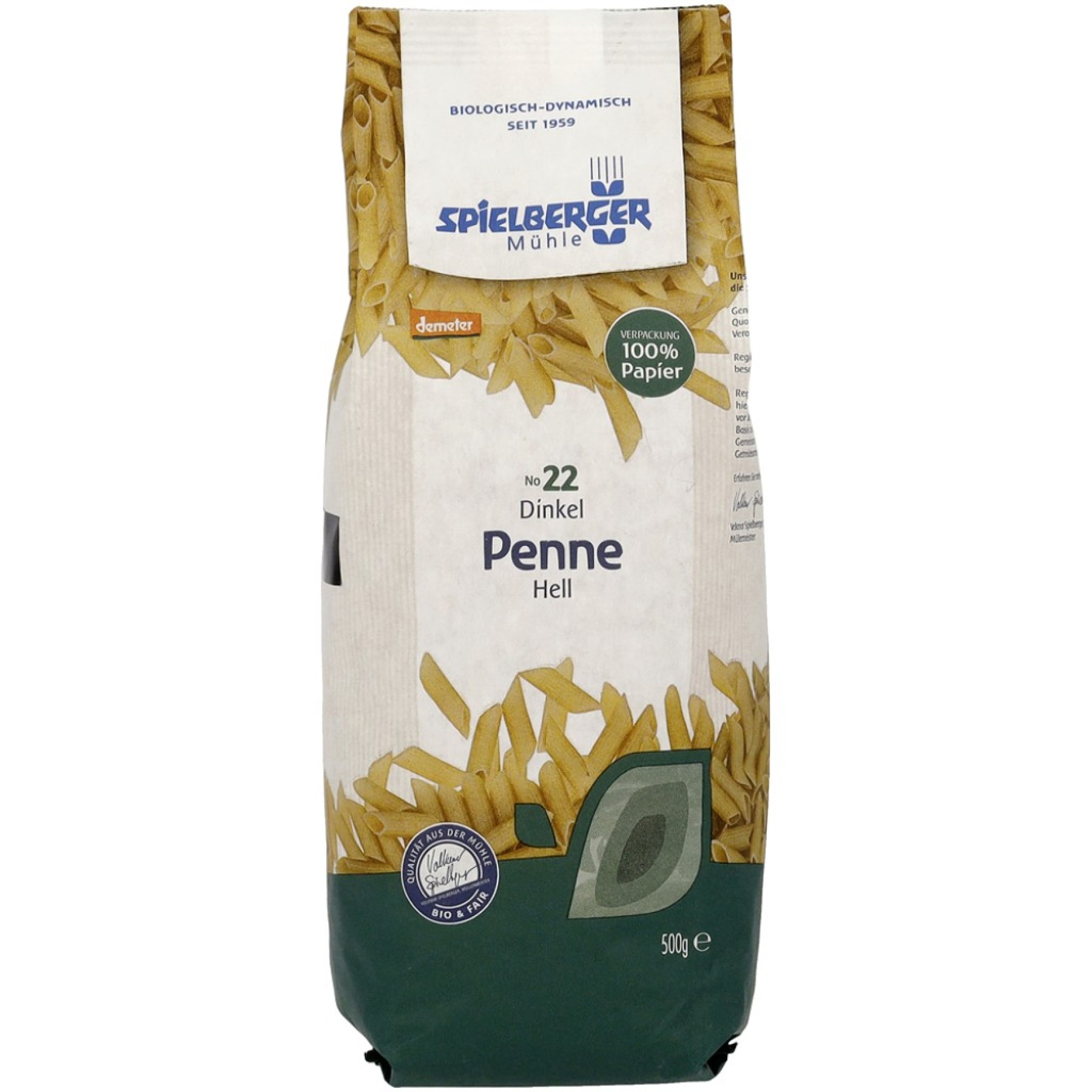 Penne bio din grau alb spelta - 500 g