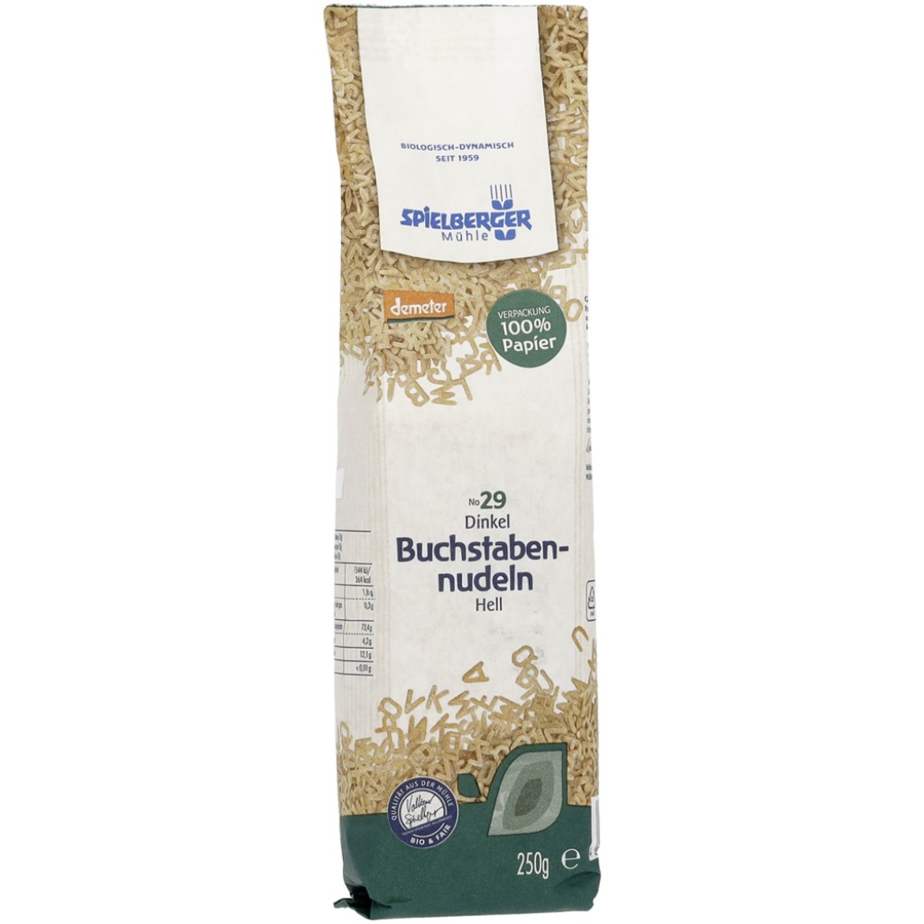 Paste bio alfabet din grau alb spelta - 250 g
