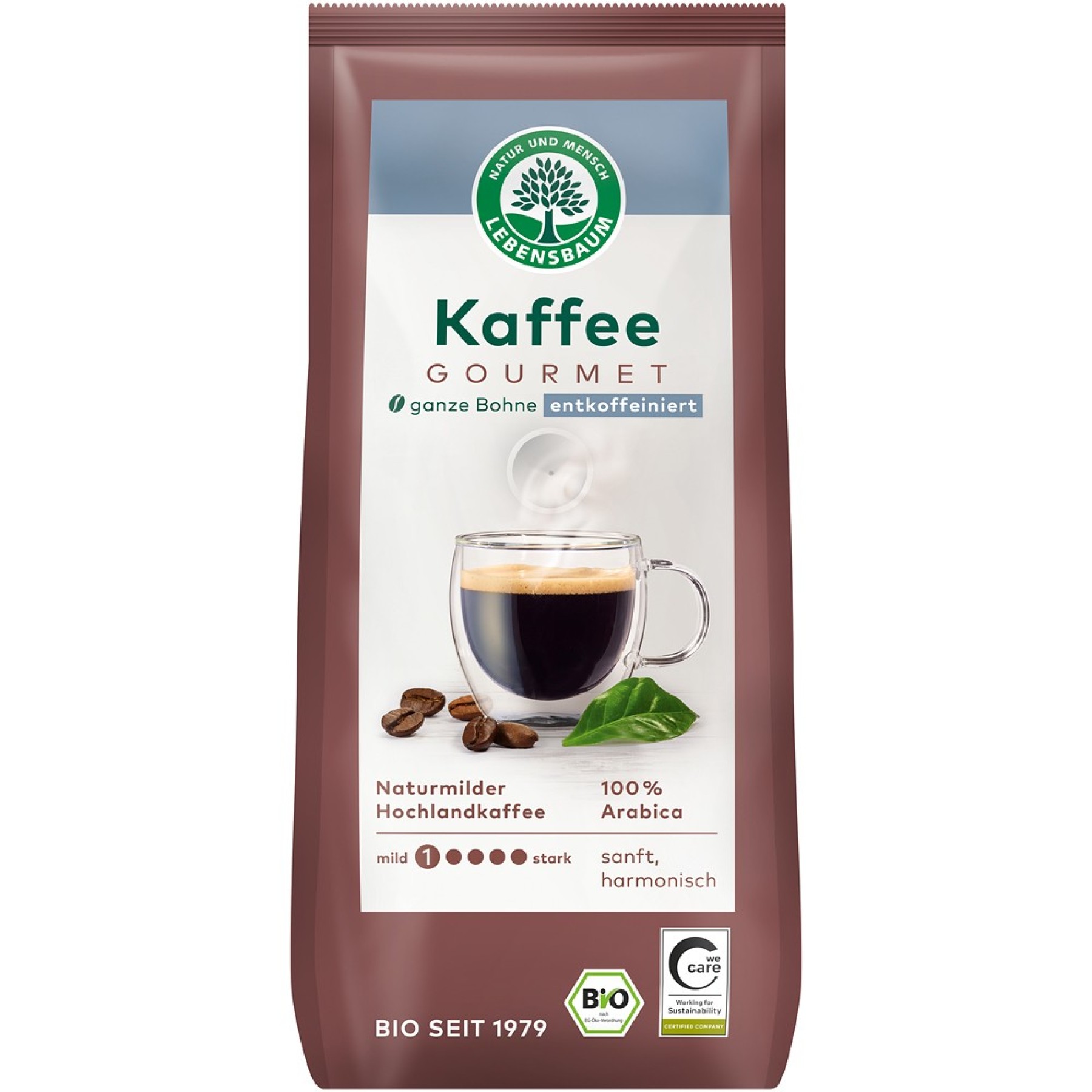 Cafea boabe Gourmet decofeinizata, eco - 250 g