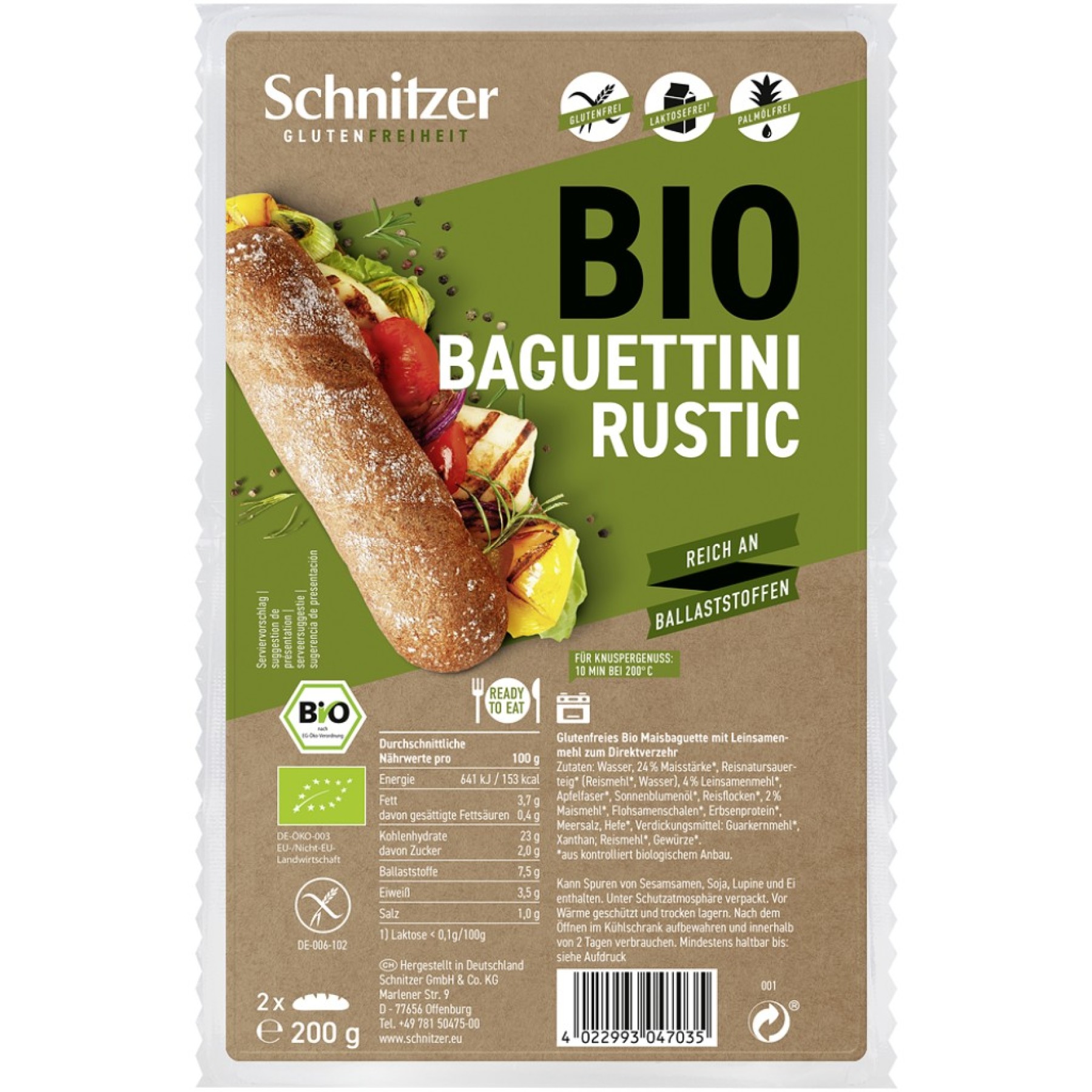 Baguettini rustice 2 bucati fara gluten, eco - 200 g