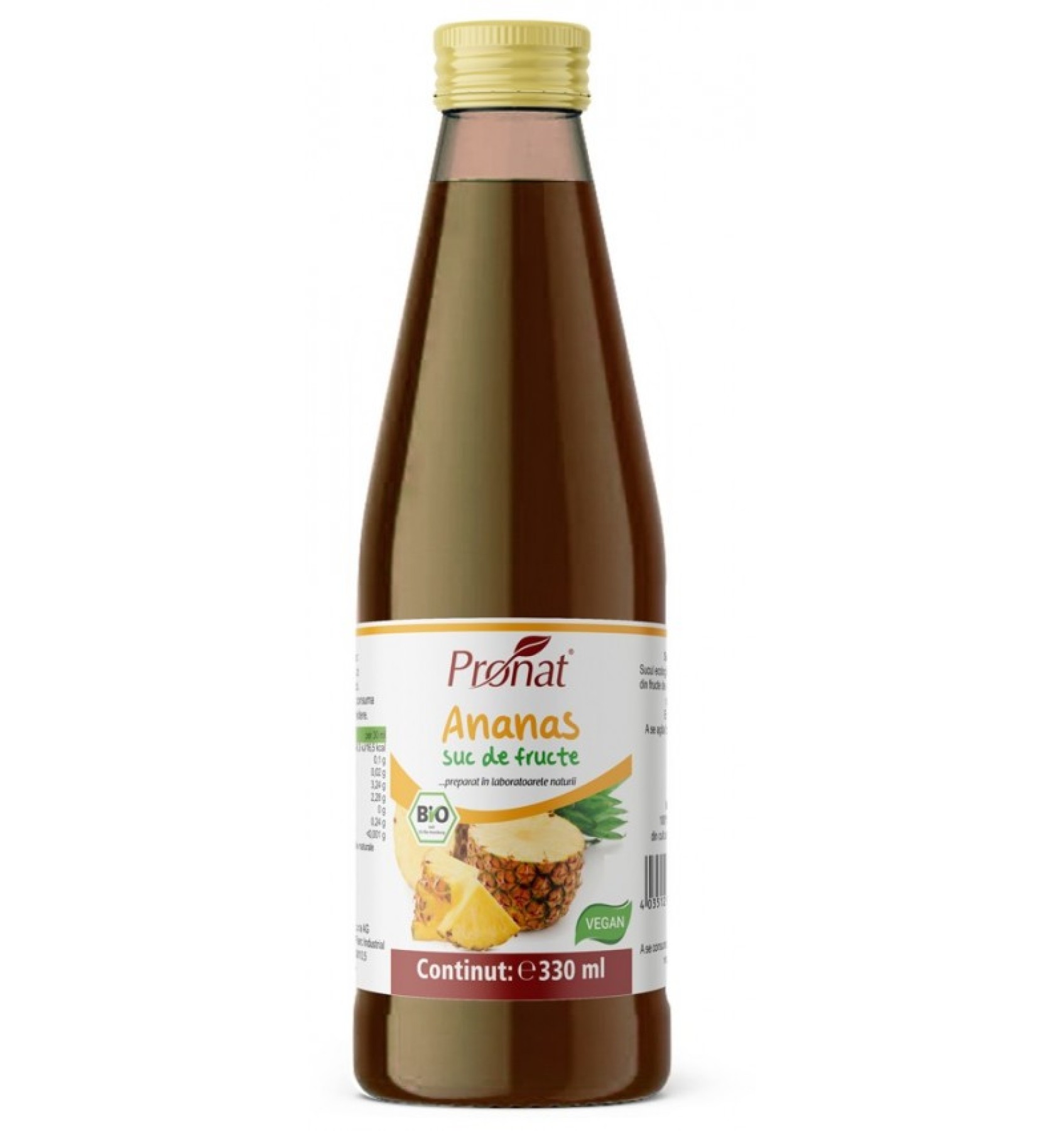 Suc de ananas 100%, bio, 330 ml