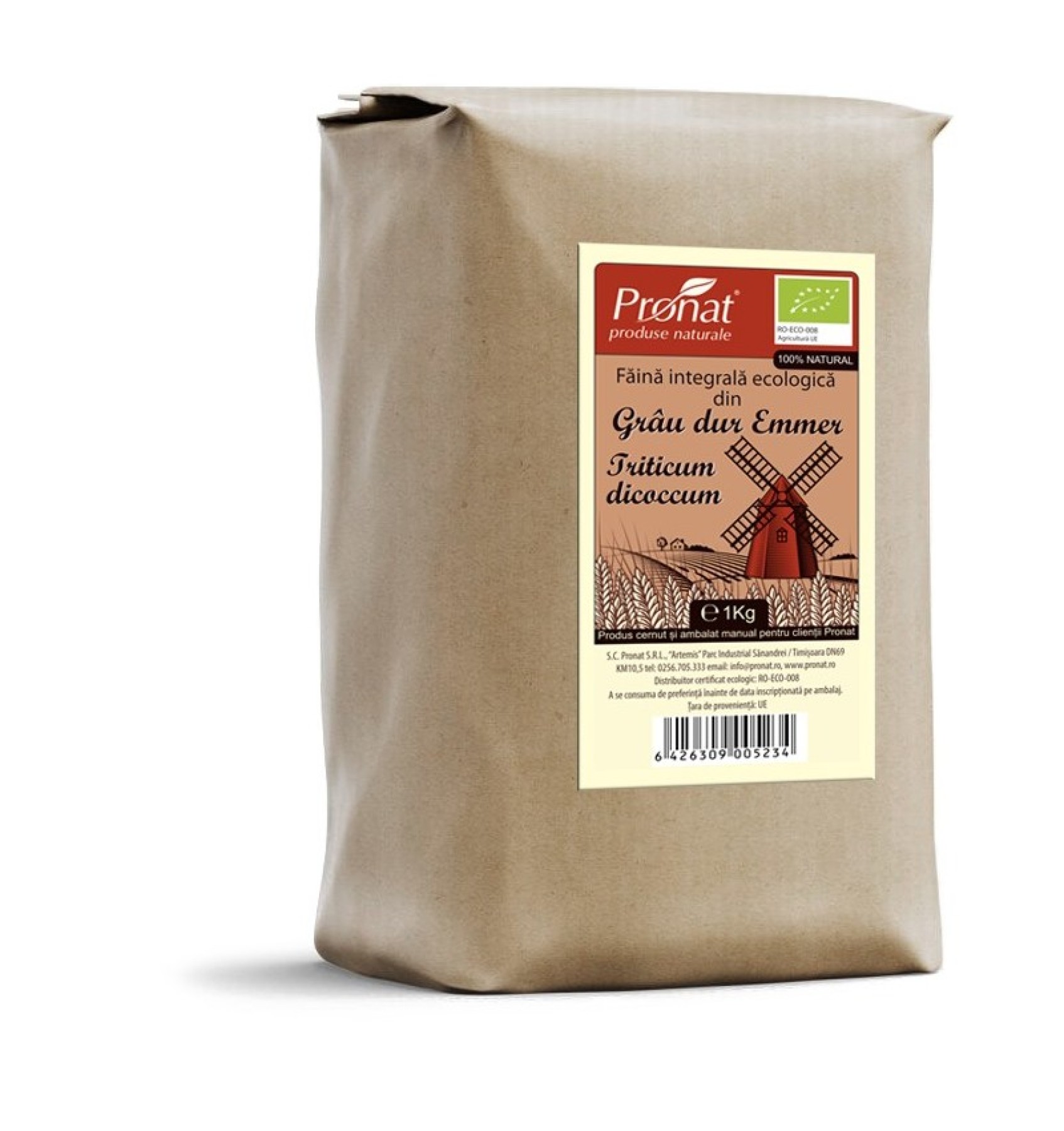 Faina integrala BIO din grau dur Emmer 1KG