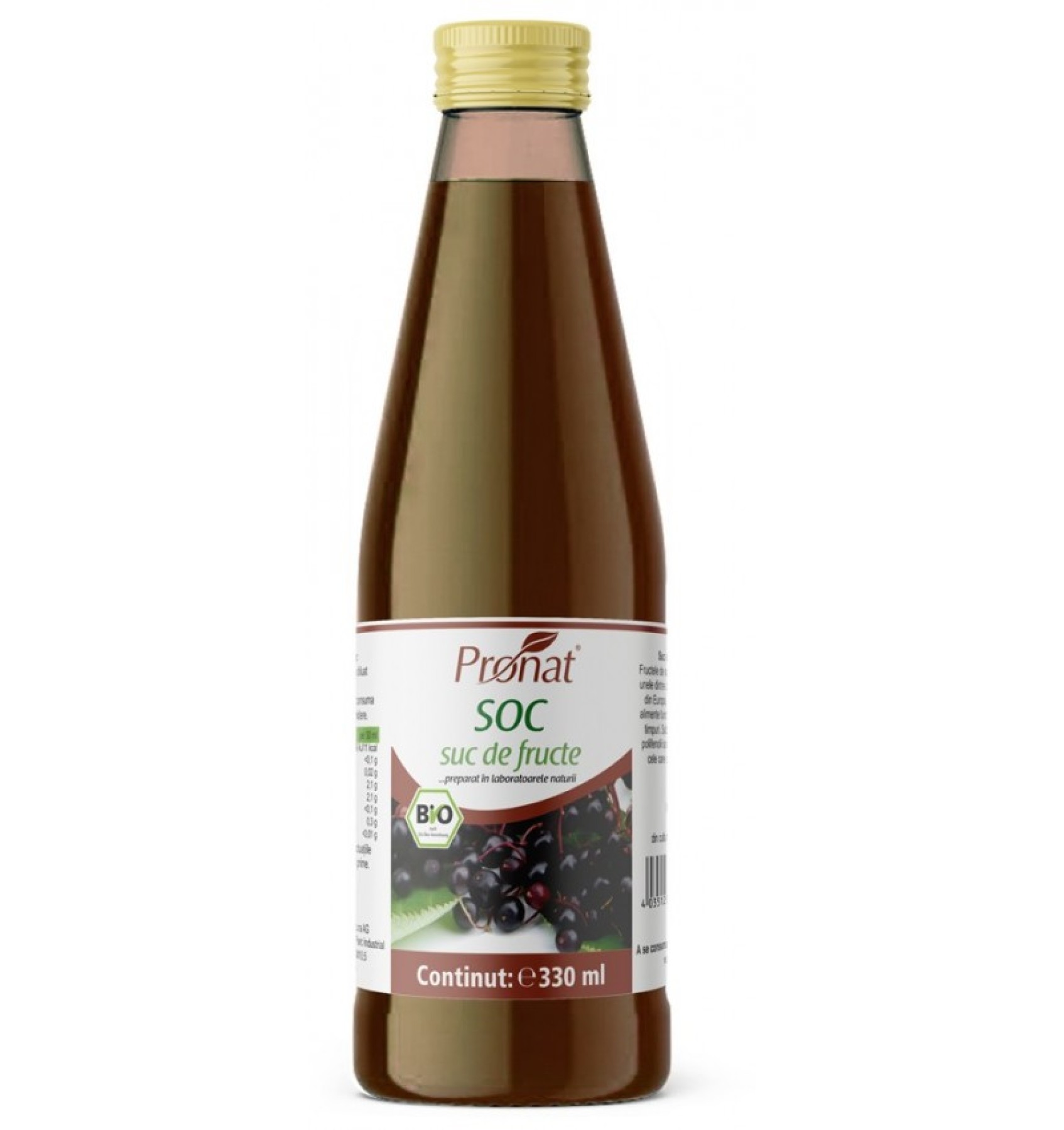 Suc de soc 100%, bio, 330 ml
