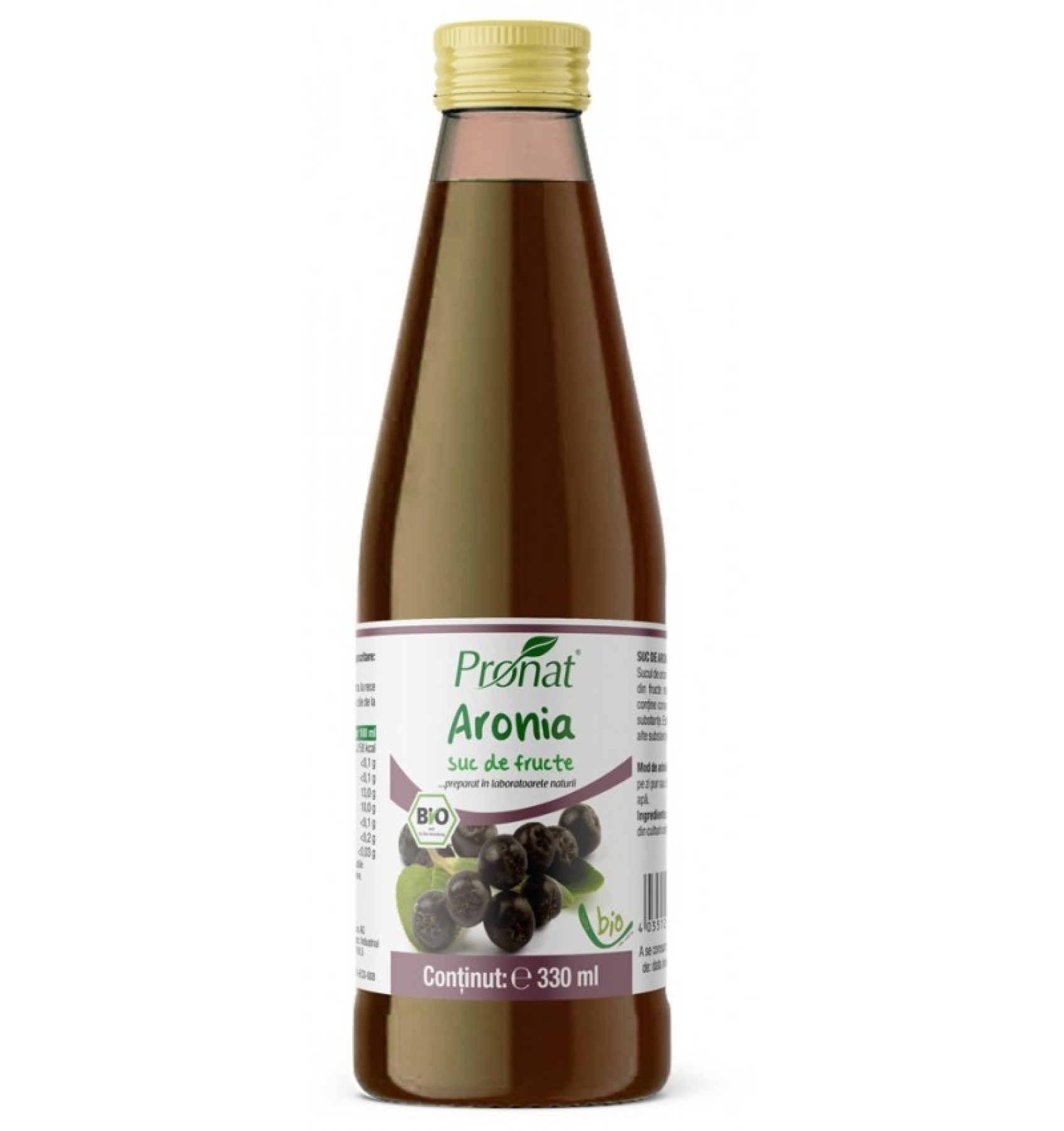 Suc de aronia 100%, bio, 330 ml