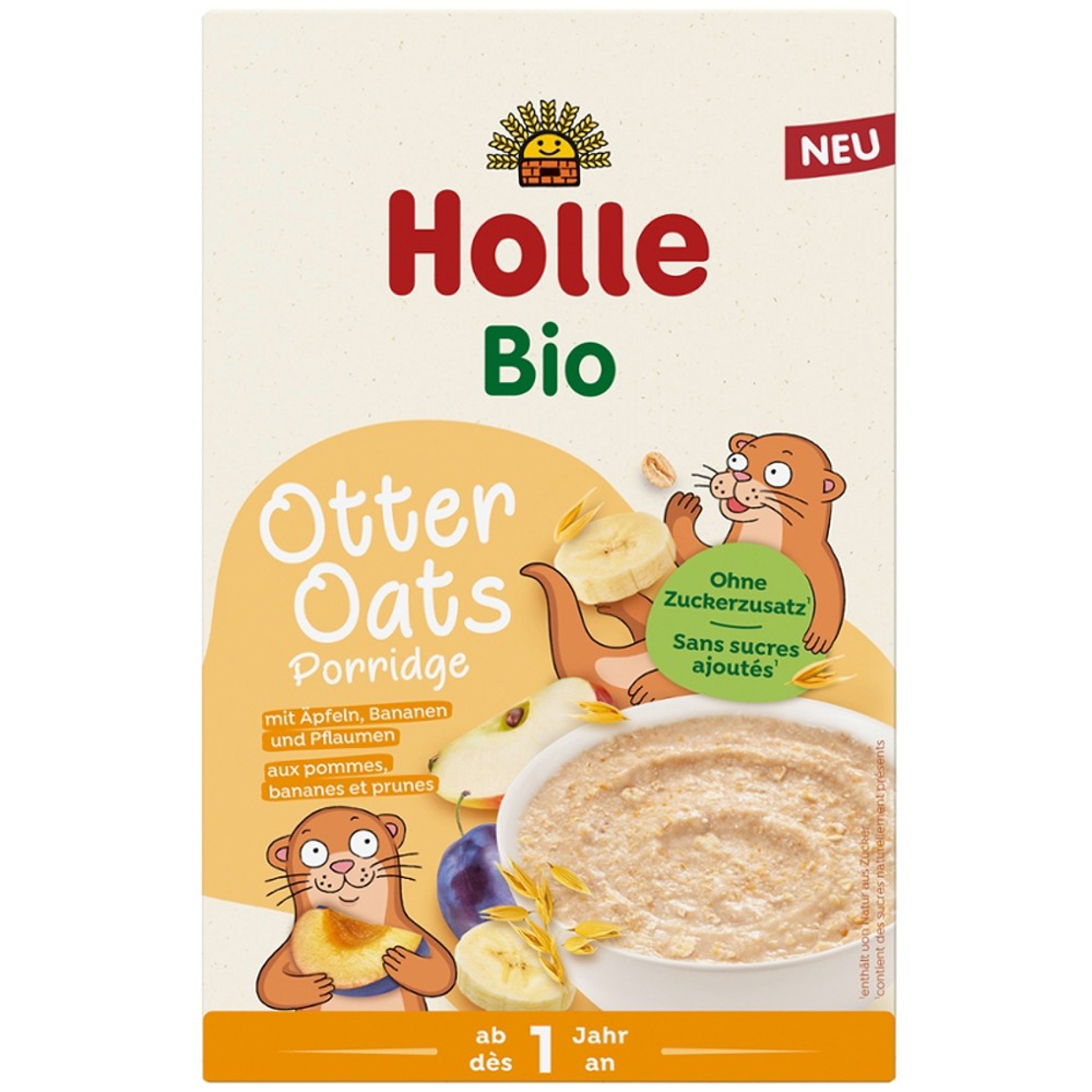 Terci bio de ovaz cu mere banane si prune pentru copii 1 an - 200 g