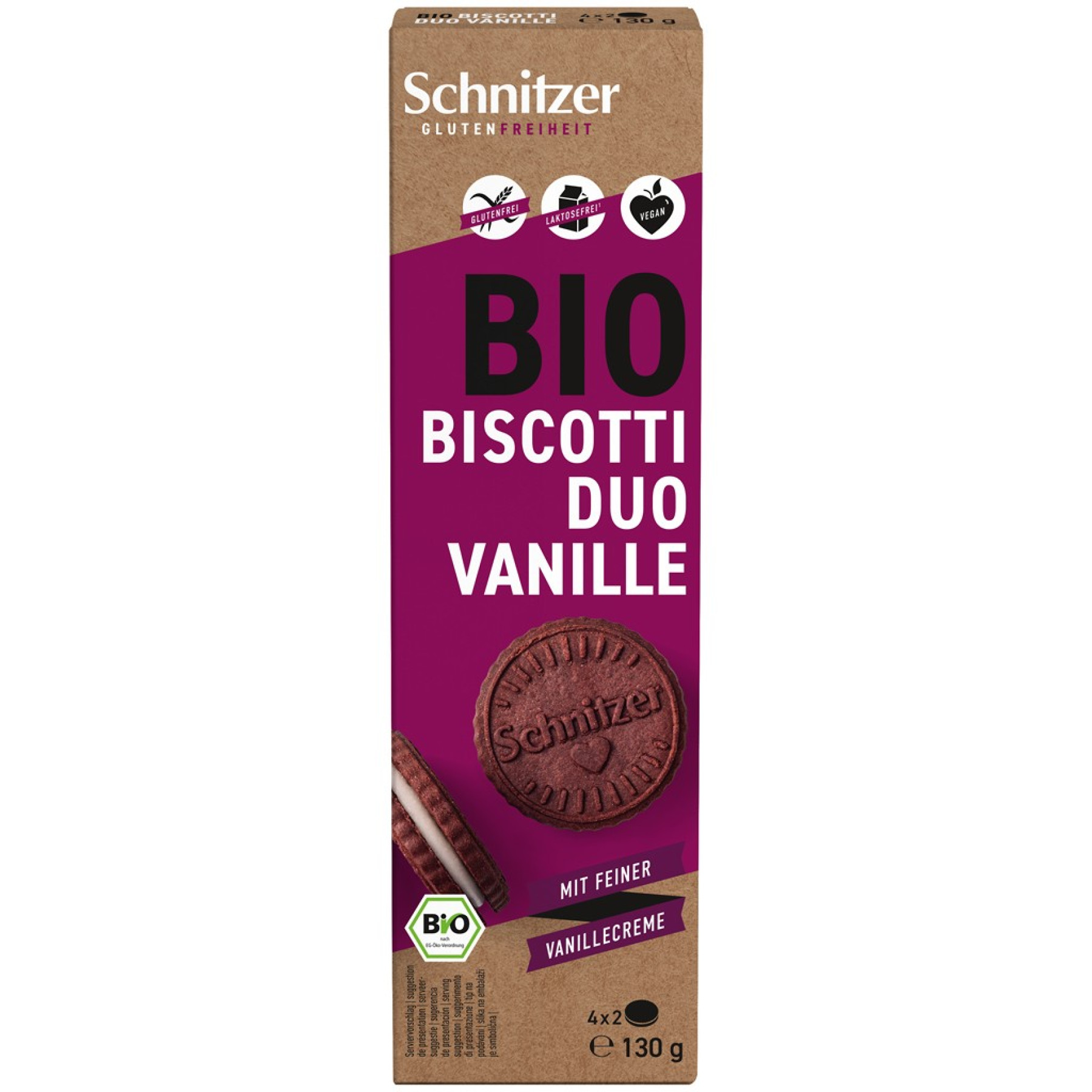 Biscuiti cu crema de vanilie fara gluten, eco - 130 g
