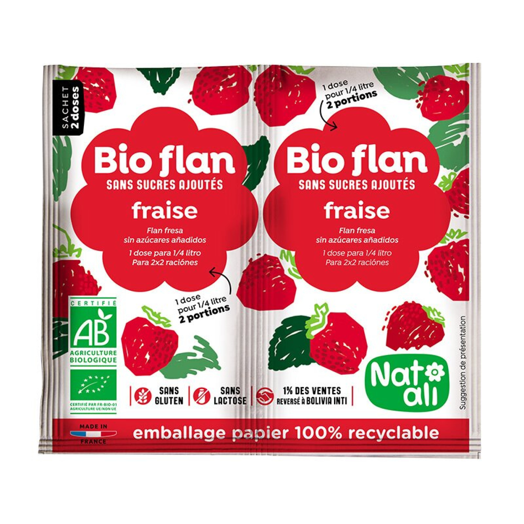 Budinca de capsuni bio 2 buc x 4g 8g Nat-ali