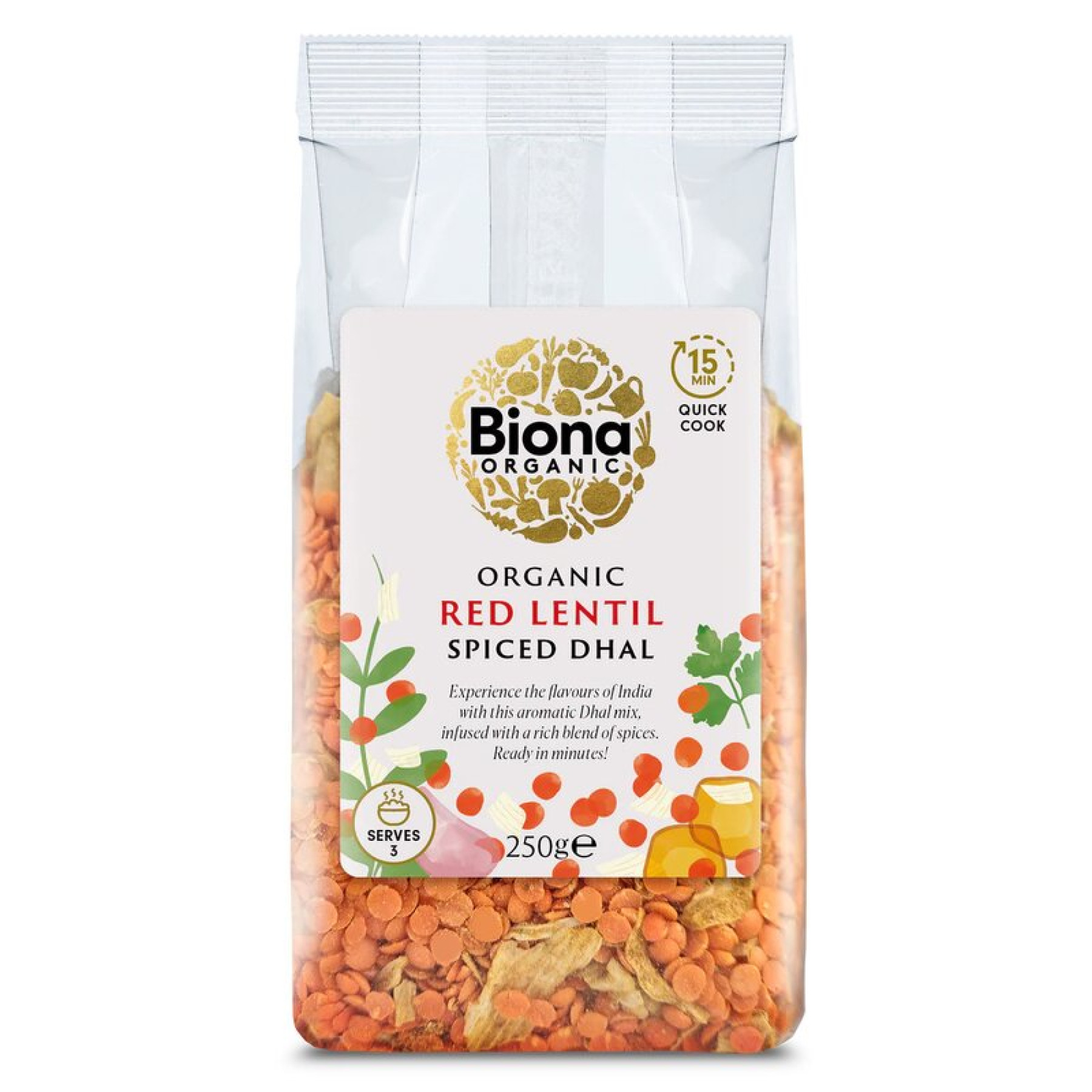 Dhal cu linte rosie si condimente bio 250g Biona